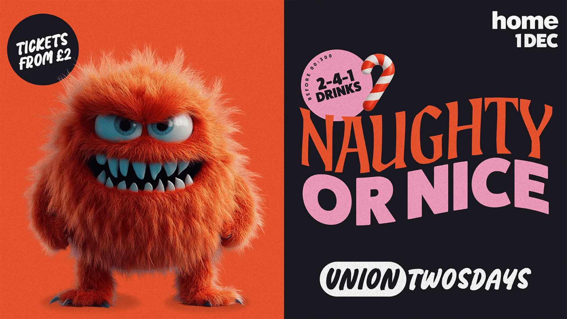 😇😈 Union Twosdays Presents: NAUGHTY OR NICE 🎄 at Home
