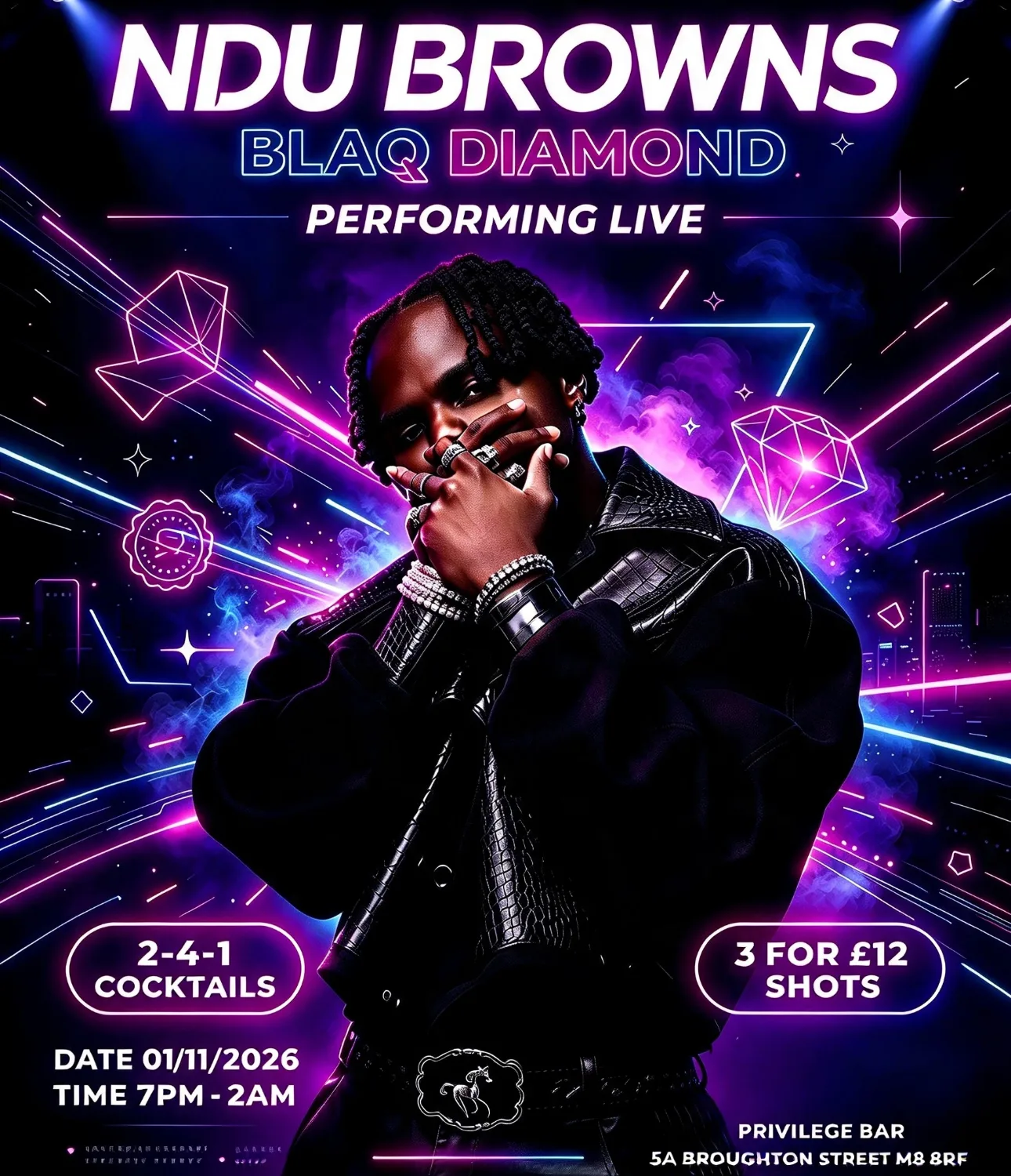 NDU BROWNS BLAQ DIAMOND LIVE IN MANCHESTER at Privilege Bar & Night Club