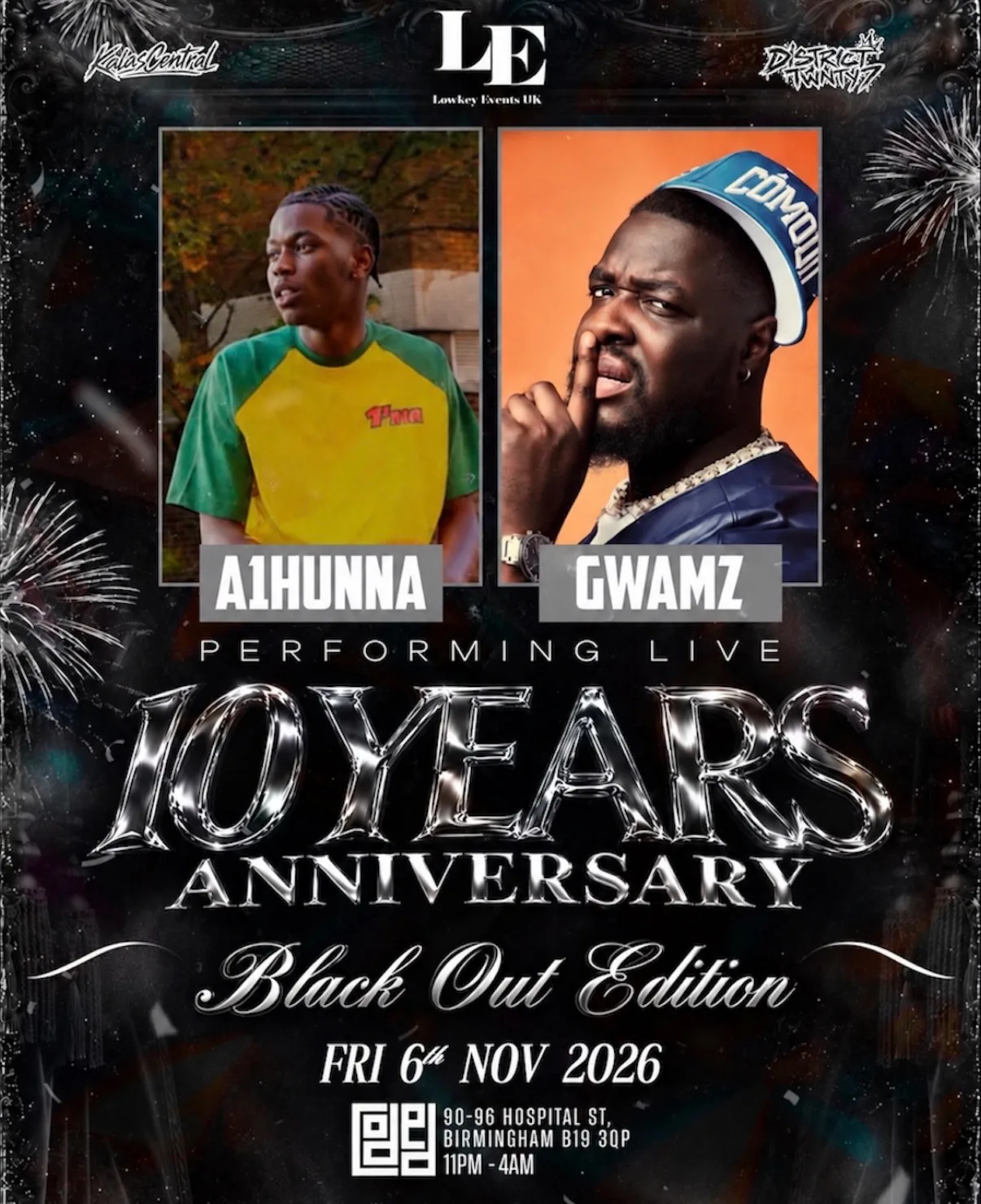 BLACK OUT | 10 YEARS ANNIVERSARY | A1 HUNNA & GWAMZ PERFORMING LIVE at Coded Birmingham