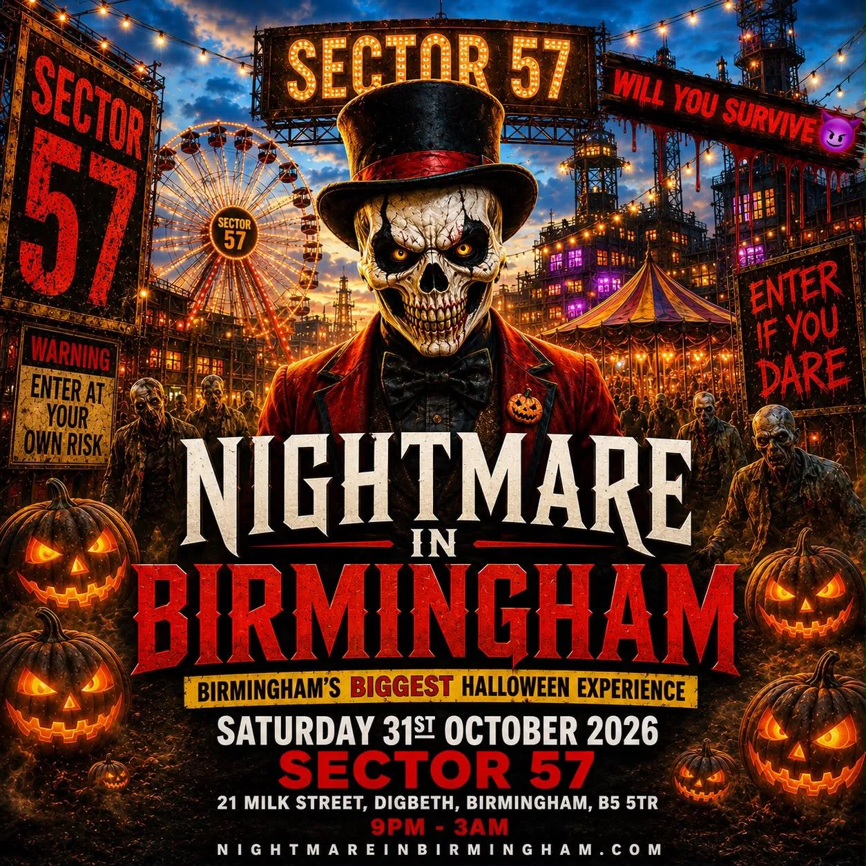 NIGHTMARE IN BIRMINGHAM - Birmingham's WILDEST Halloween Party! at Sector 57