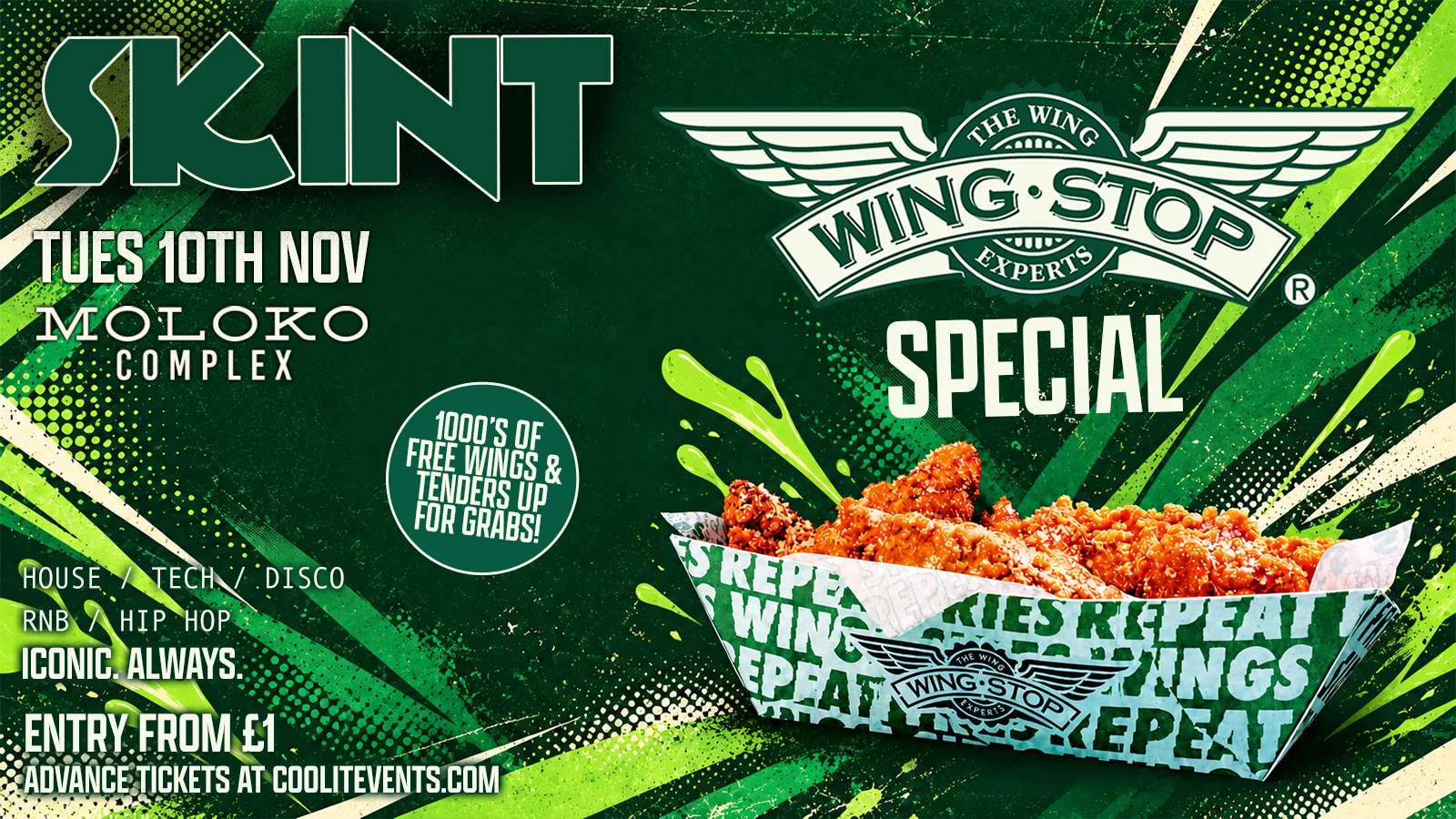🟢🍗 SKINT TUESDAYS - WINGSTOP SPECIAL 🍗🟢 - FREE WINGS - Liverpool's Iconic Student Night ✨🎉