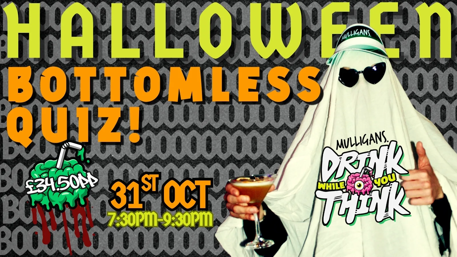 🎃👻 DRINK WHILE YOU THINK HALLOWEEN BOTTOMLESS QUIZ! 👻🎃 at Mulligans Newcastle