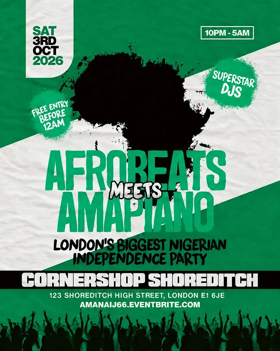 Afrobeats Meets Amapiano Nigeria Independence – Everyone Free Before 12AM at The Cornershop Bar