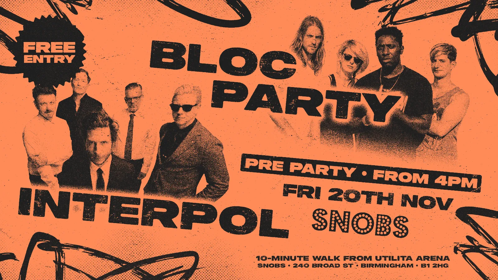 BLOC PARTY & INTERPOL GIG PREPARTY! FRI 20th Nov 26 at Snobs