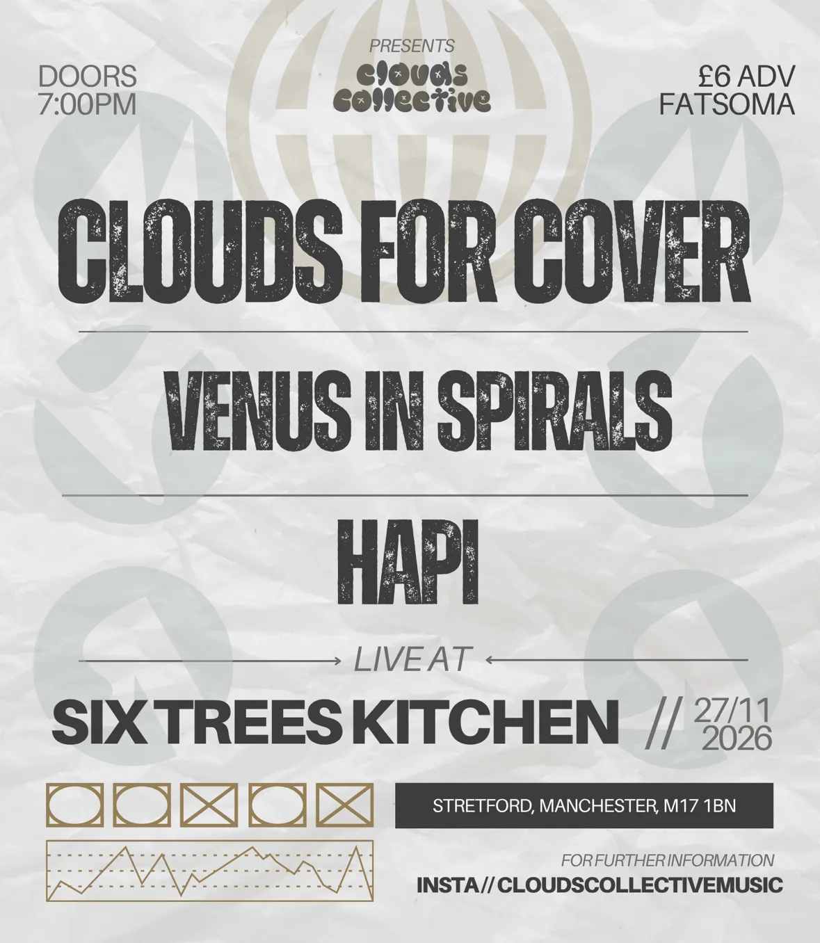 Clouds Collective Presents Clouds For Cover [Live Rock]  SIX TREES, NOV 27th at Six Trees Kitchen