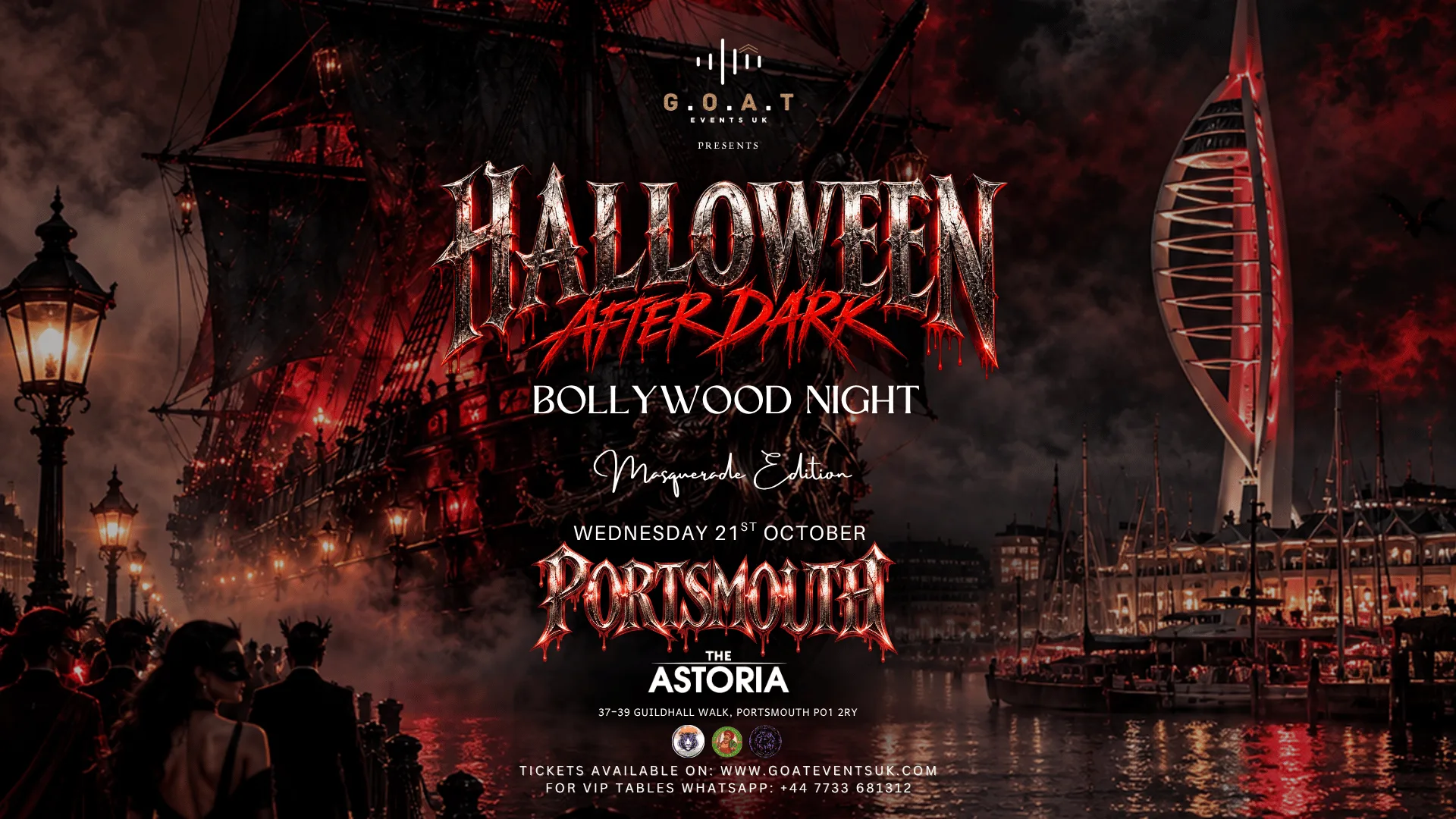 Portsmouth’s Biggest Bollywood Night | HALLOWEEN AFTER DARK 🎭 — Masquerade Edition | 21ST OCTOBER at The Astoria