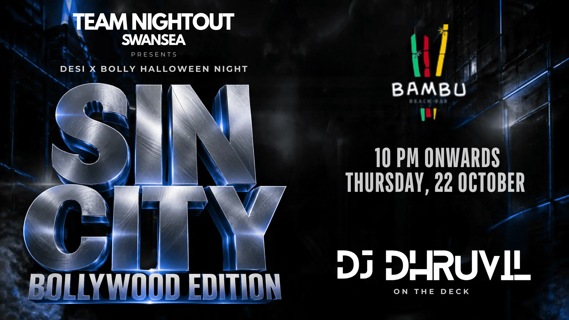 Bollywood x DESI HALLOWEEN Night 2026 | Bollywood Night Swansea at Bambu Beach Bar
