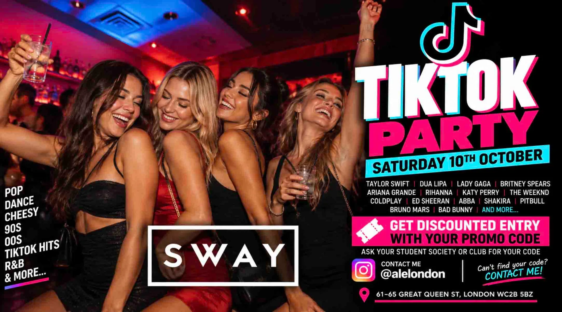 🔥 TIKTOK PARTY — SATURDAY 10th OCTOBER by SWAY BAR LONDON