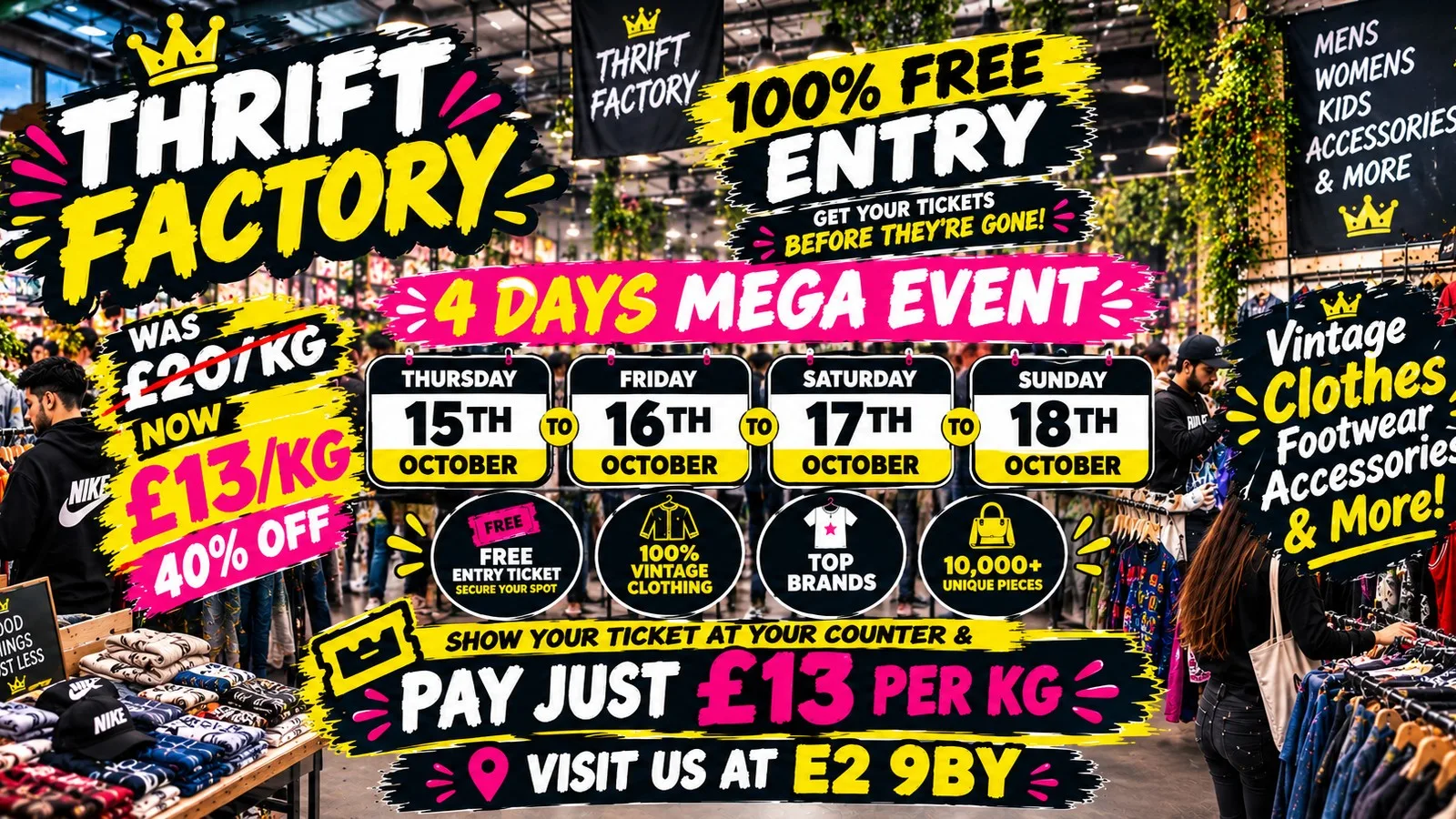 Thrift Factory London Vintage Kilo Sale £13/kg | Y2K & 90s Fashion Pop-Up at Thrift Factory