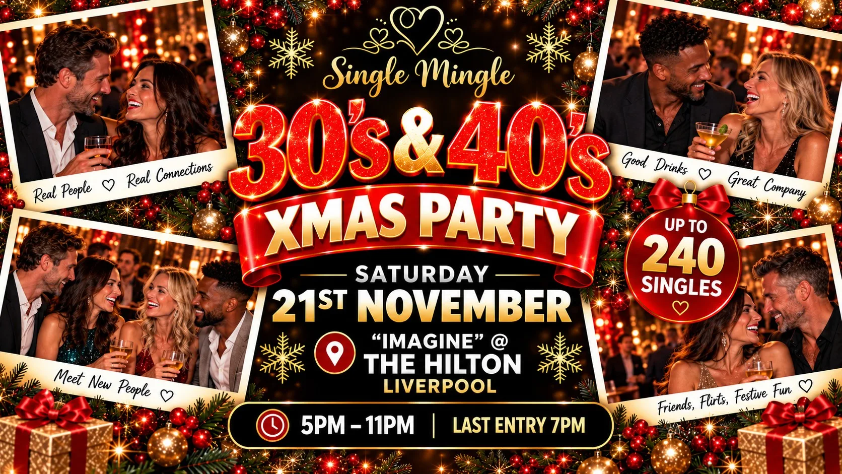 🎄30s & 40s Singles Christmas Party @ The Hilton, Liverpool ~ Up to 240 Singles!