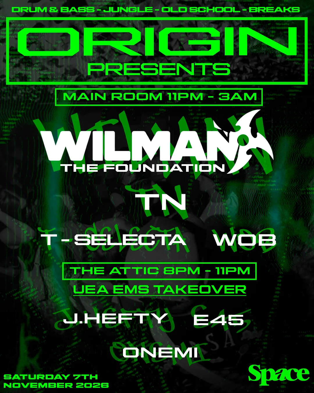 ORIGIN EVENTS PRESENTS: WILMAN