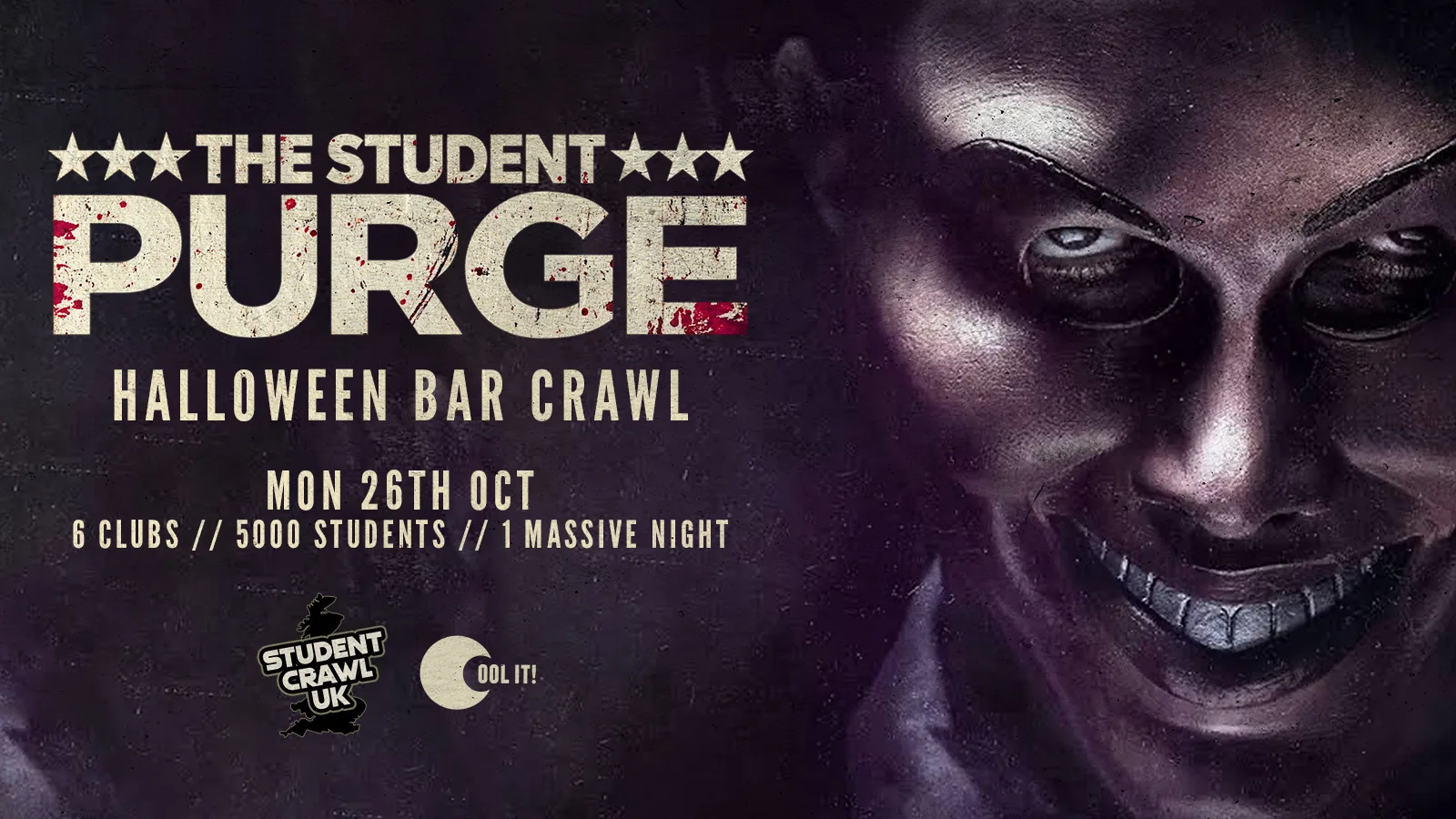 THE STUDENT PURGE 🎭🩸 - HALLOWEEN BAR CRAWL // 6 CLUBS // 5000 STUDENTS //  THE UK'S BIGGEST BAR CRAWL!