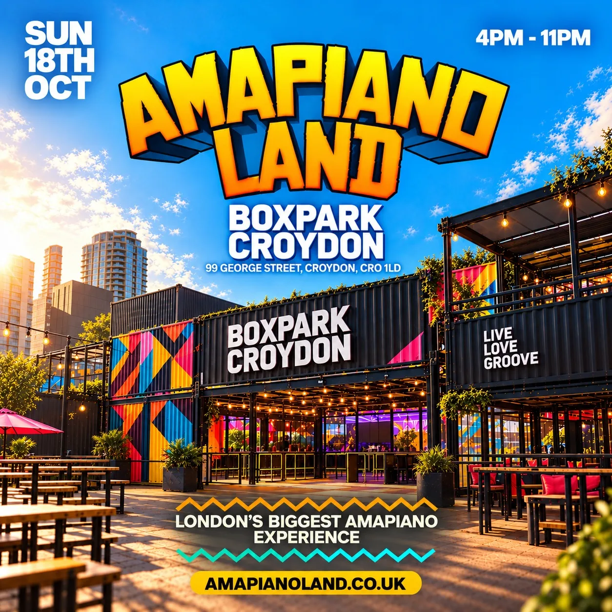 AMAPIANO LAND - London’s BIGGEST Day Party Experience - 1500 RAVERS at BOXPARK Croydon