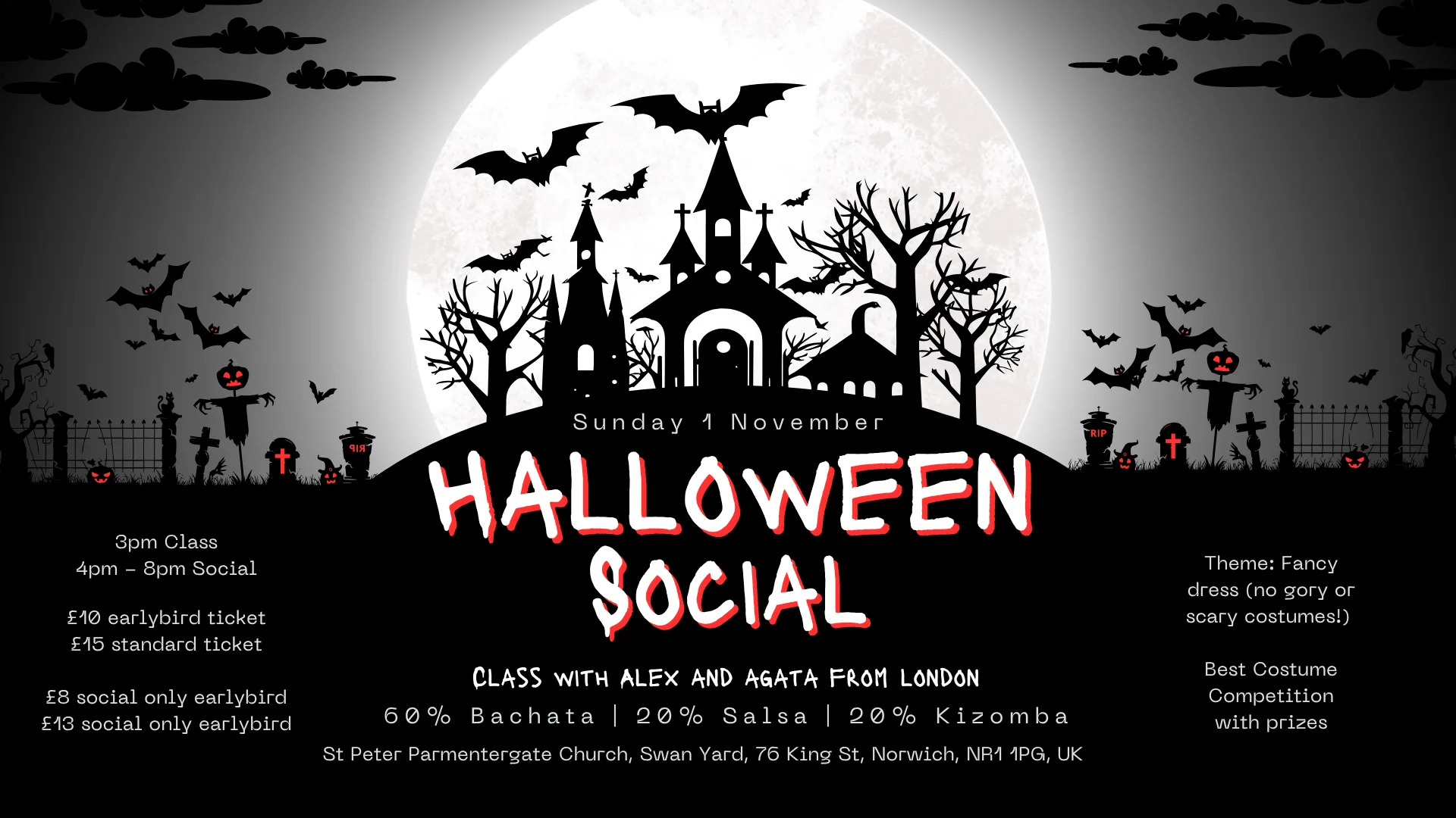 Halloween Social 🎃 | Bachata, Salsa & Kizomba in Norwich at St Peter Parmentergate