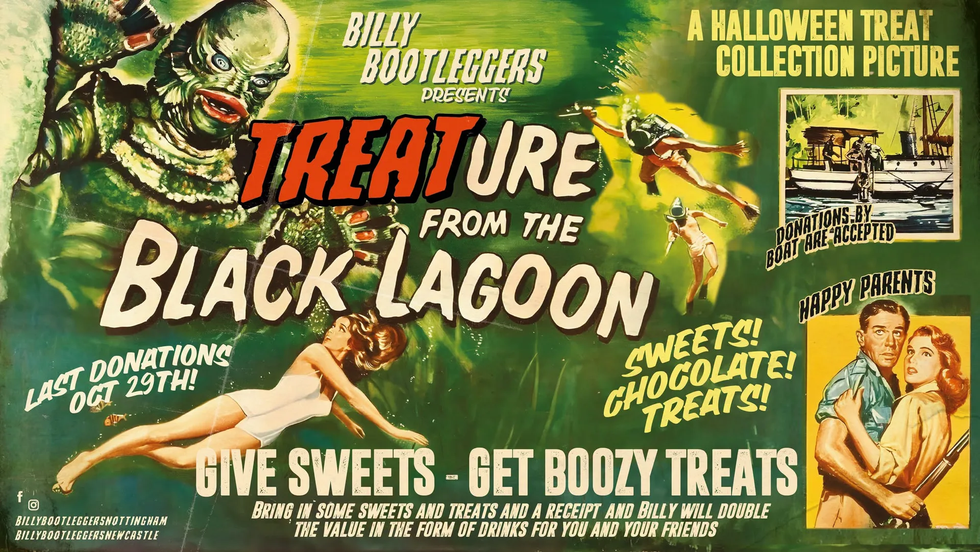 TREATure of the Black Lagoon - Give Sweets Get Boozy Treats! at Billy Bootleggers