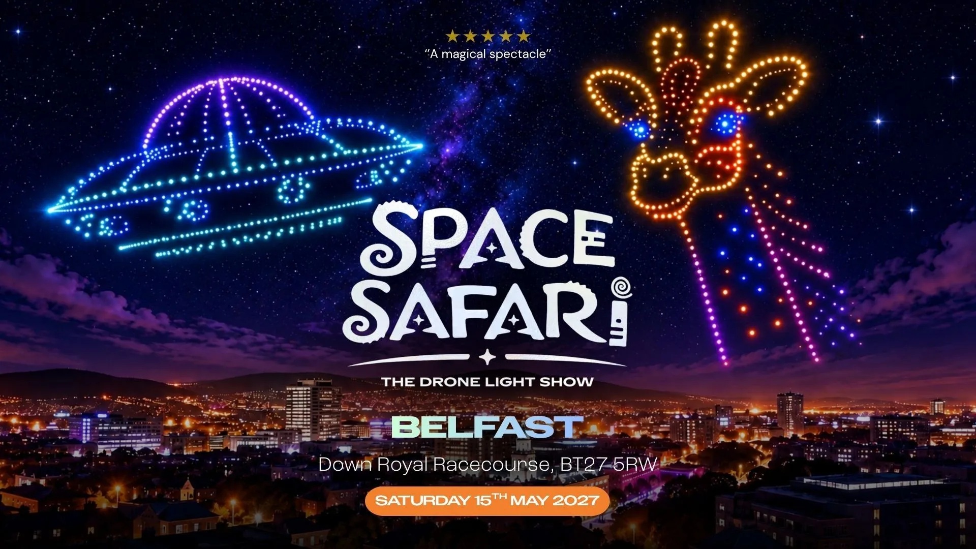 Space Safari Drone Light Show - Belfast at Down Royal Racecourse