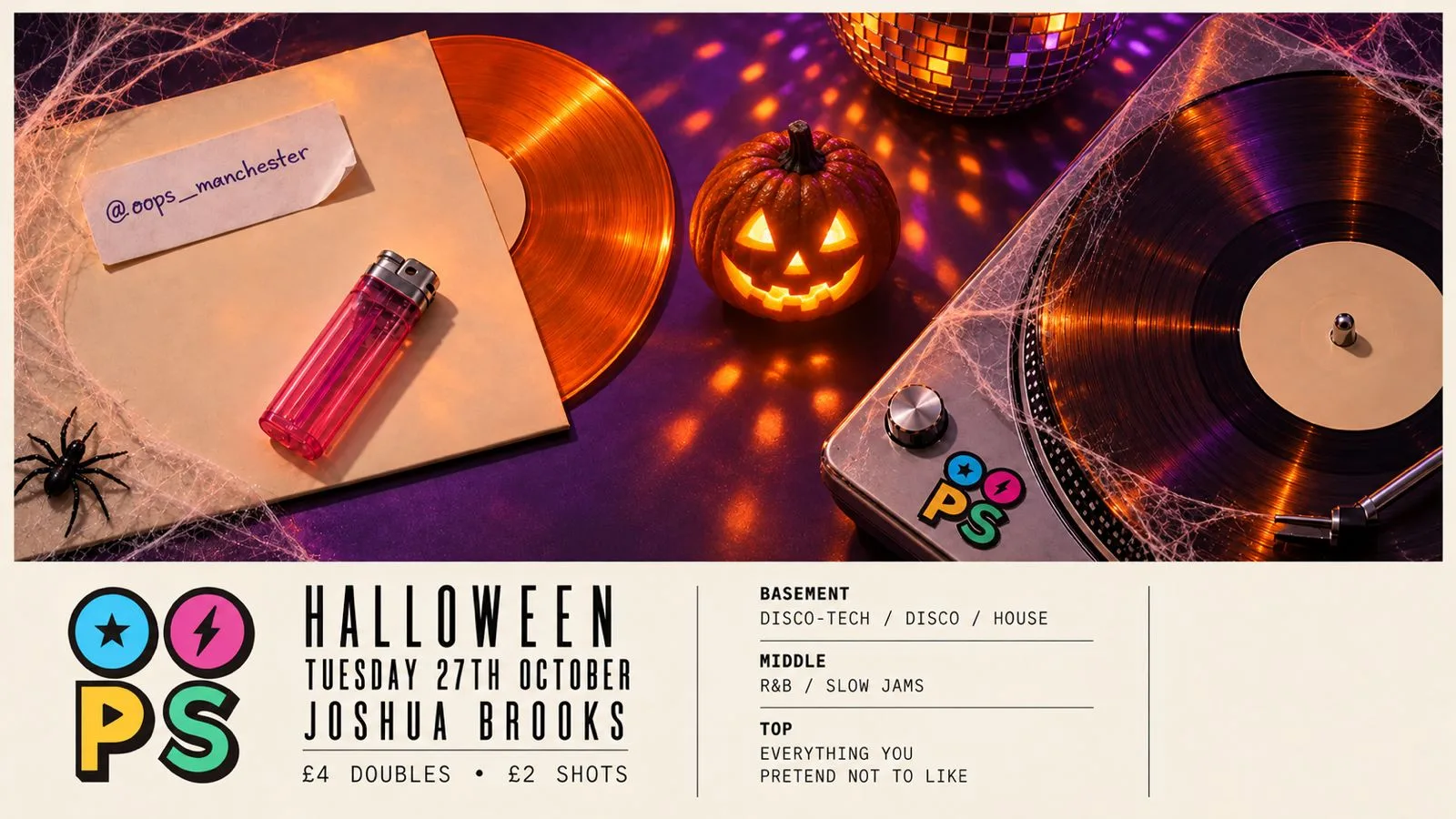 OOPS MANCHESTER // TUESDAYS @ JOSHUA BROOKS // 3 ROOMS OF MUSIC 💿⚡️