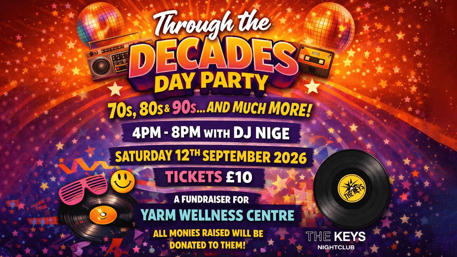 Through the Decades Day Party for Yarm Wellness Centre at The Keys Nightclub