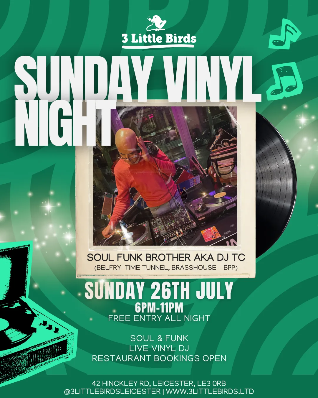 Sunday Vinyl Night at 3 little birds