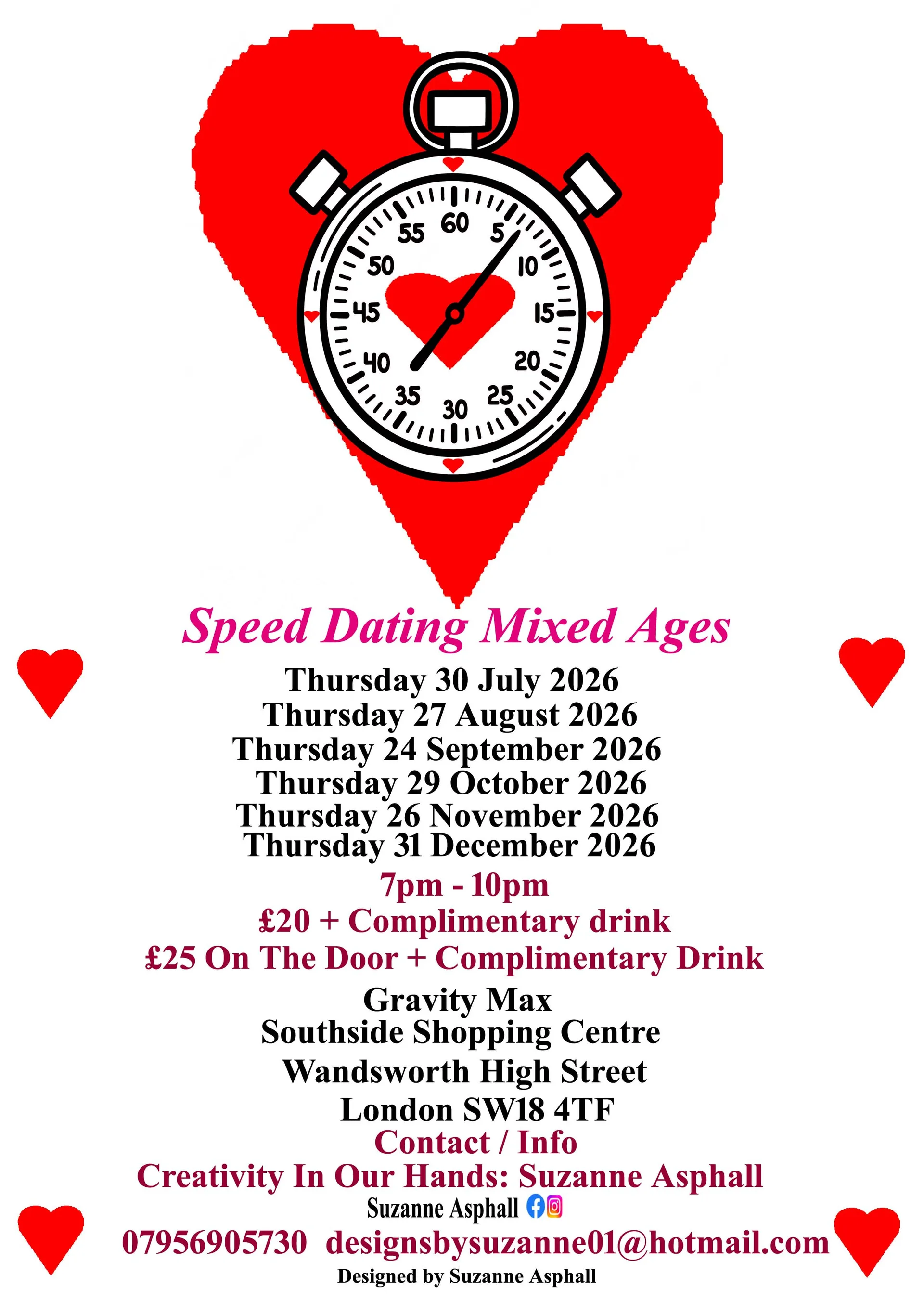 Speed Dating. Mixed Ages. Thursdays. at Gravity MAX Wandsworth