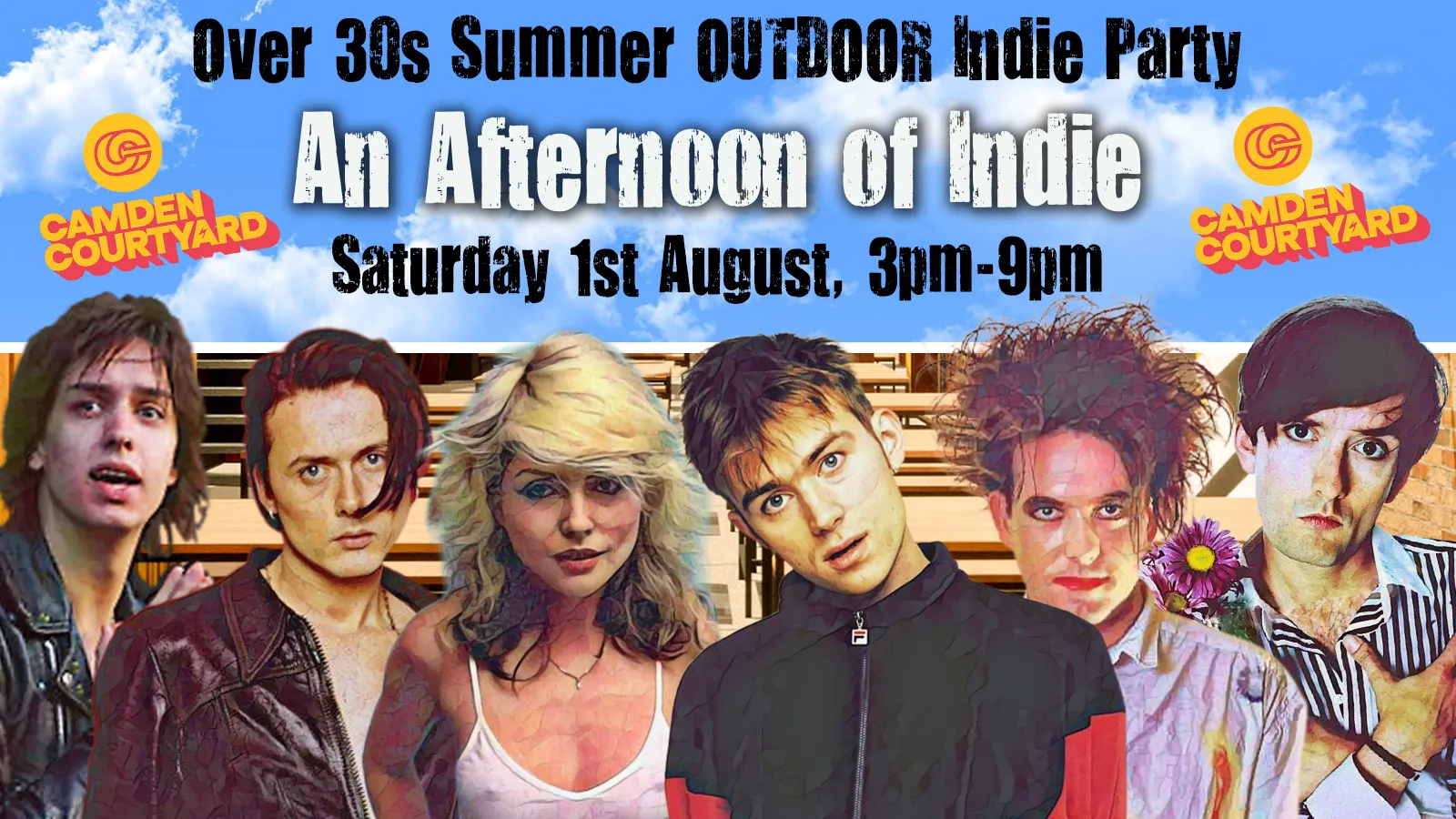 CAMDEN An Afternoon of Indie summer outdoor party for over 30s: Brought to you by Feeling Gloomy and Old School Indie (Over 30s Only) at Camden Courtyard