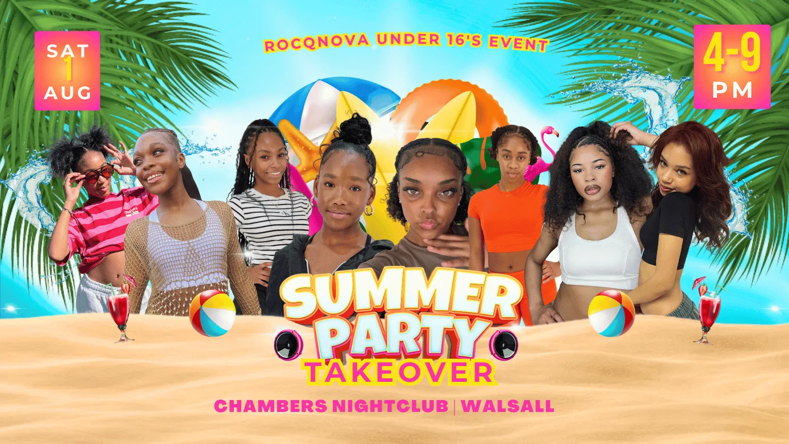 Rocqnova Summer Takeover Under 16s Party at Chambers Nightclub Walsall & Venue Hire