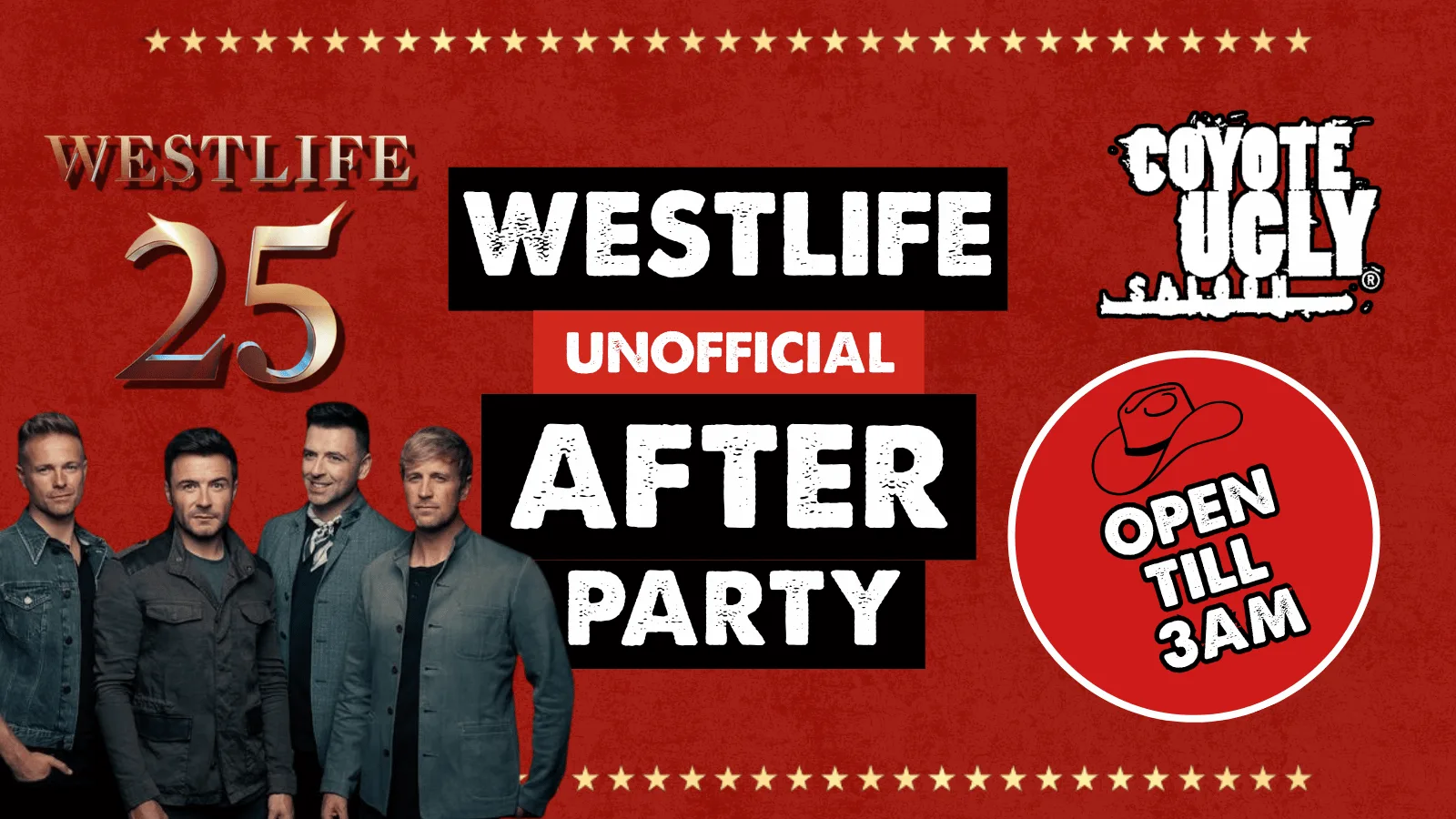 WESTLIFE UNOFFICIAL AFTERPARTY at Coyote Ugly Saloon Birmingham