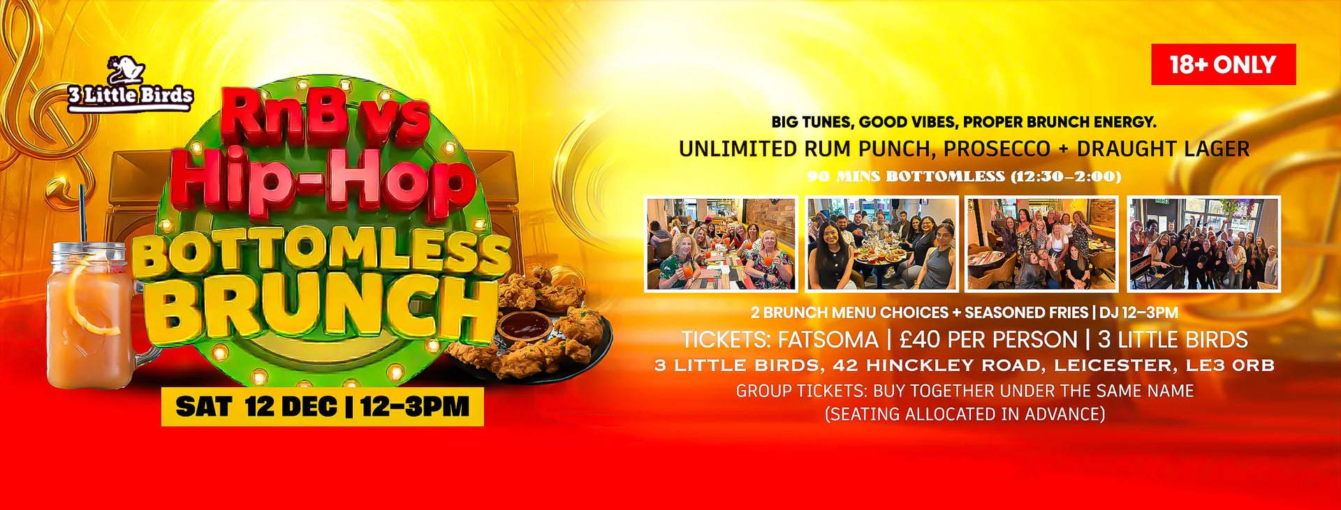 RnB Vs Hip-Hop Bottomless Brunch at 3 little birds