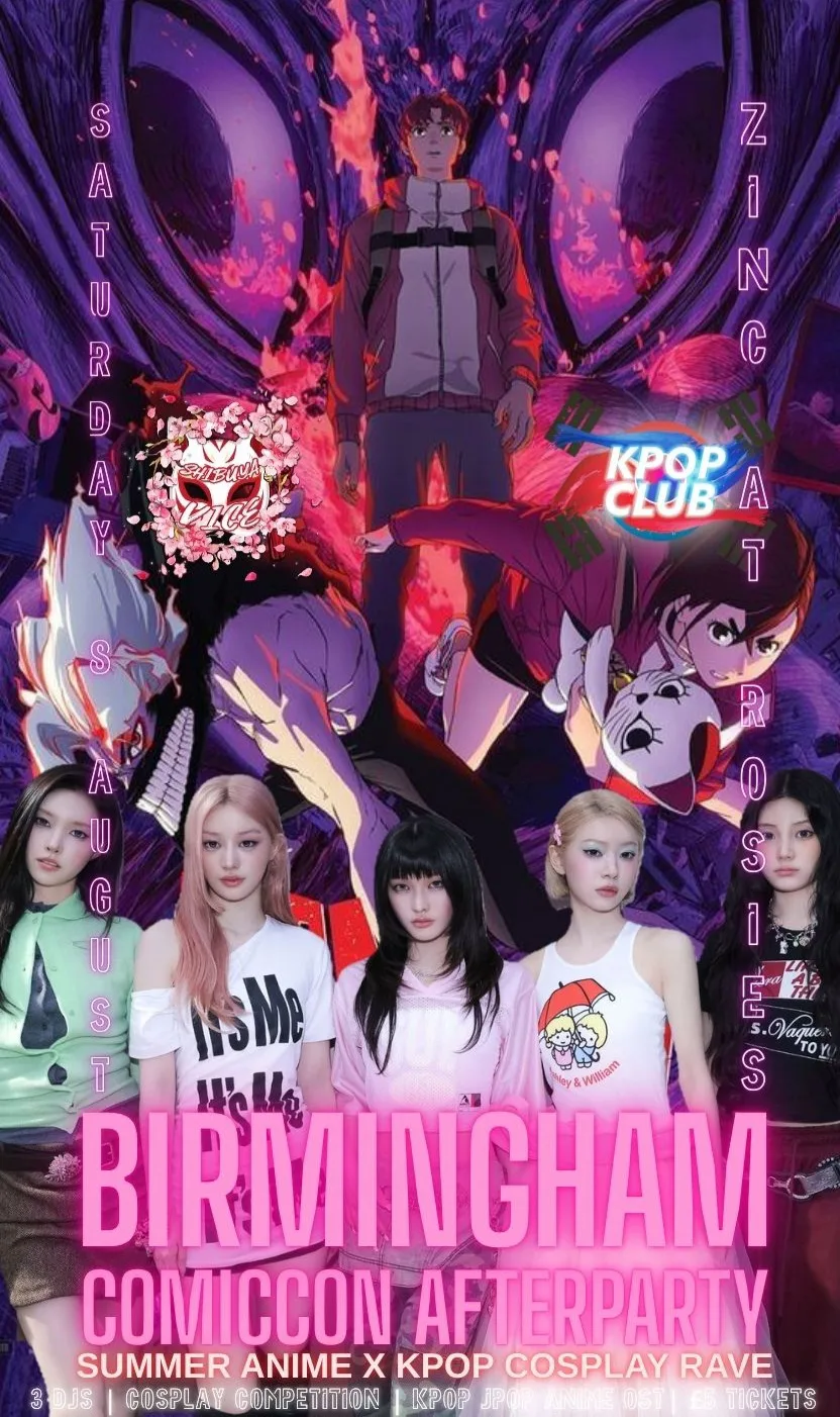 BIRMINGHAM MCM ComicCon Afterparty: Anime x KPop Cosplay Rave | Shibuya Vice X KPop Club | KPop & Anime OST | £5 Tickets for Society Members & Dance teams | 8/8/26 at Rosies