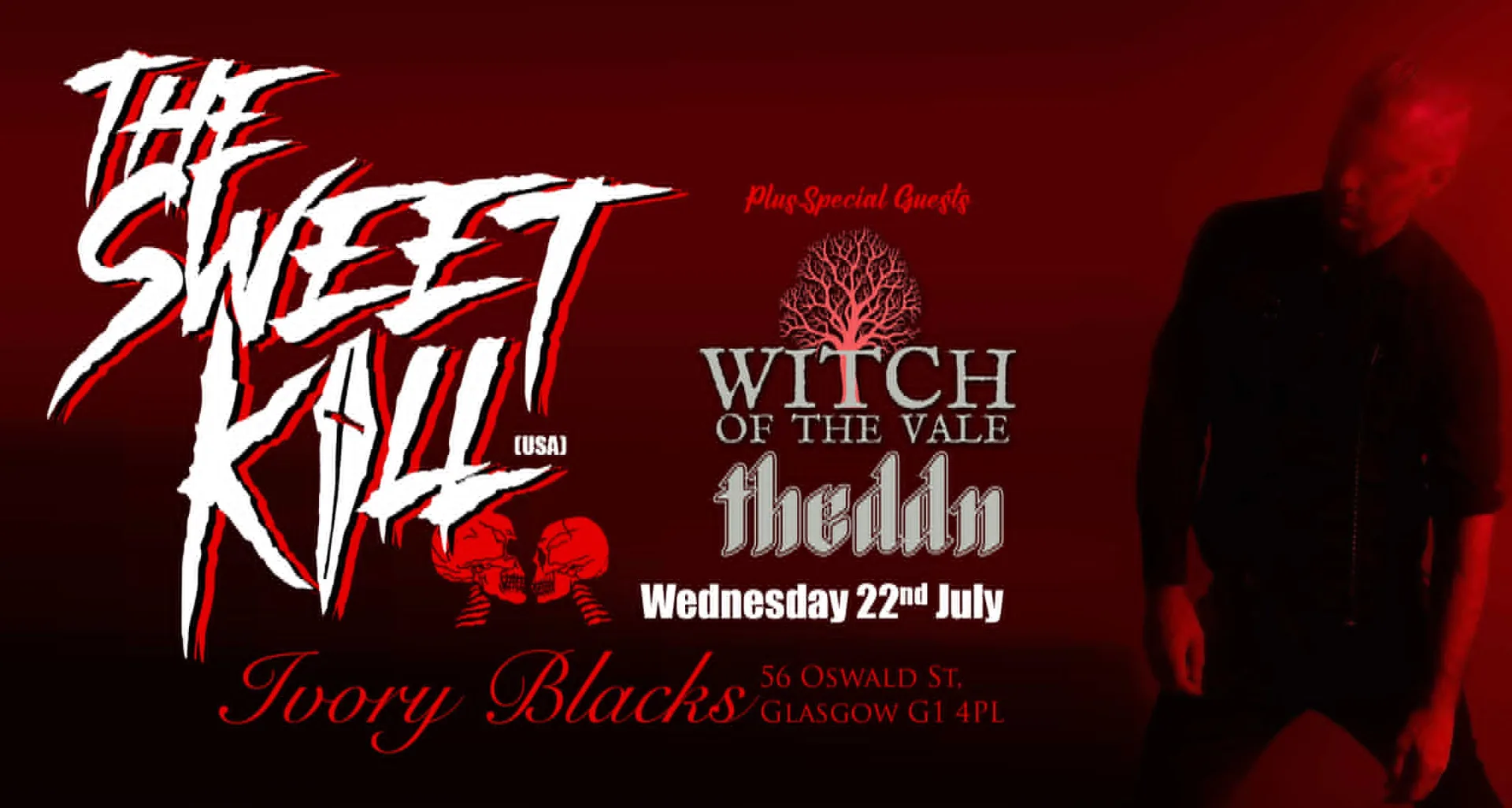 Stigmata Presents LA’s post punk stalwarts: THE SWEET KILL (US) + WITCH OF THE VALE & THE DDN at Ivory Blacks