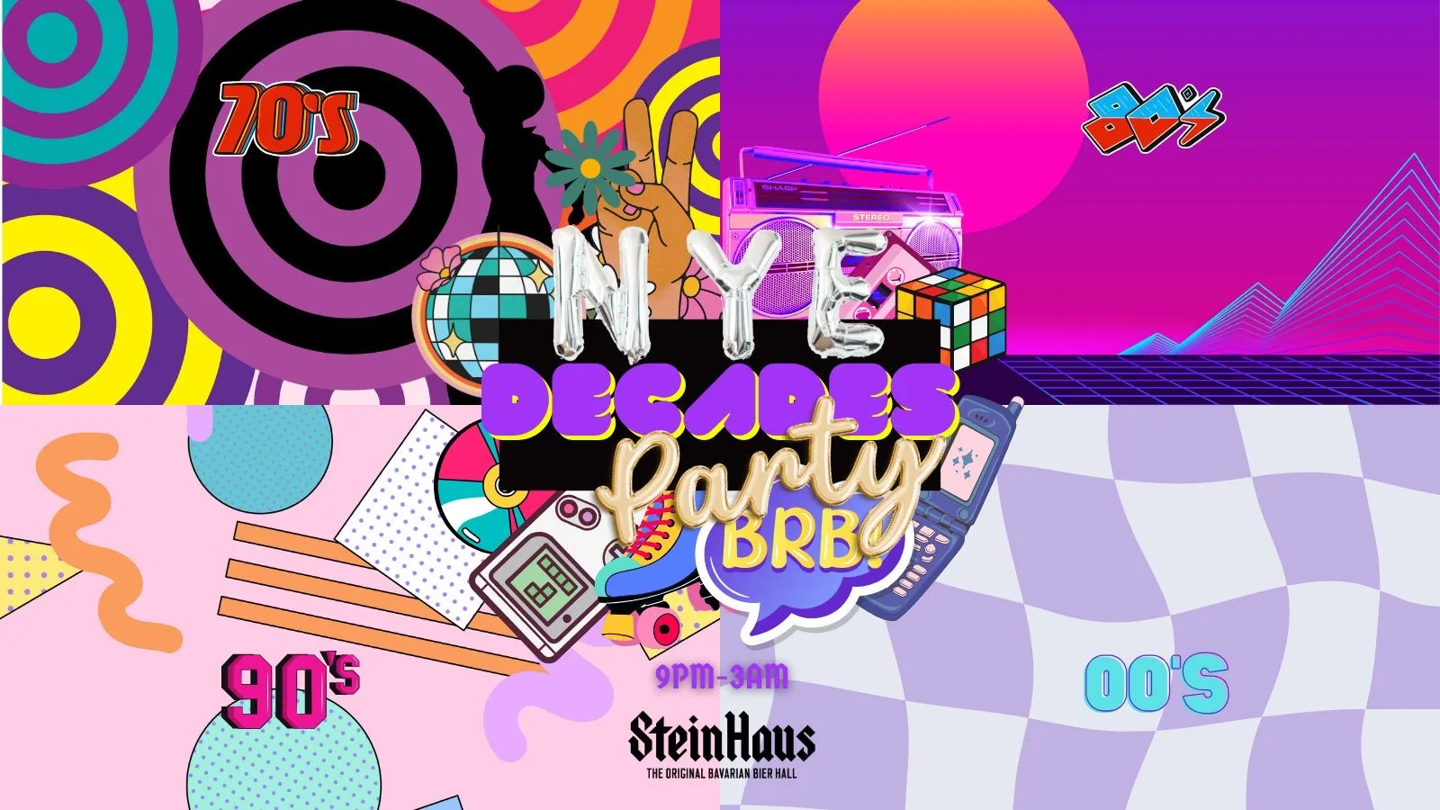 New Years Eve decades party