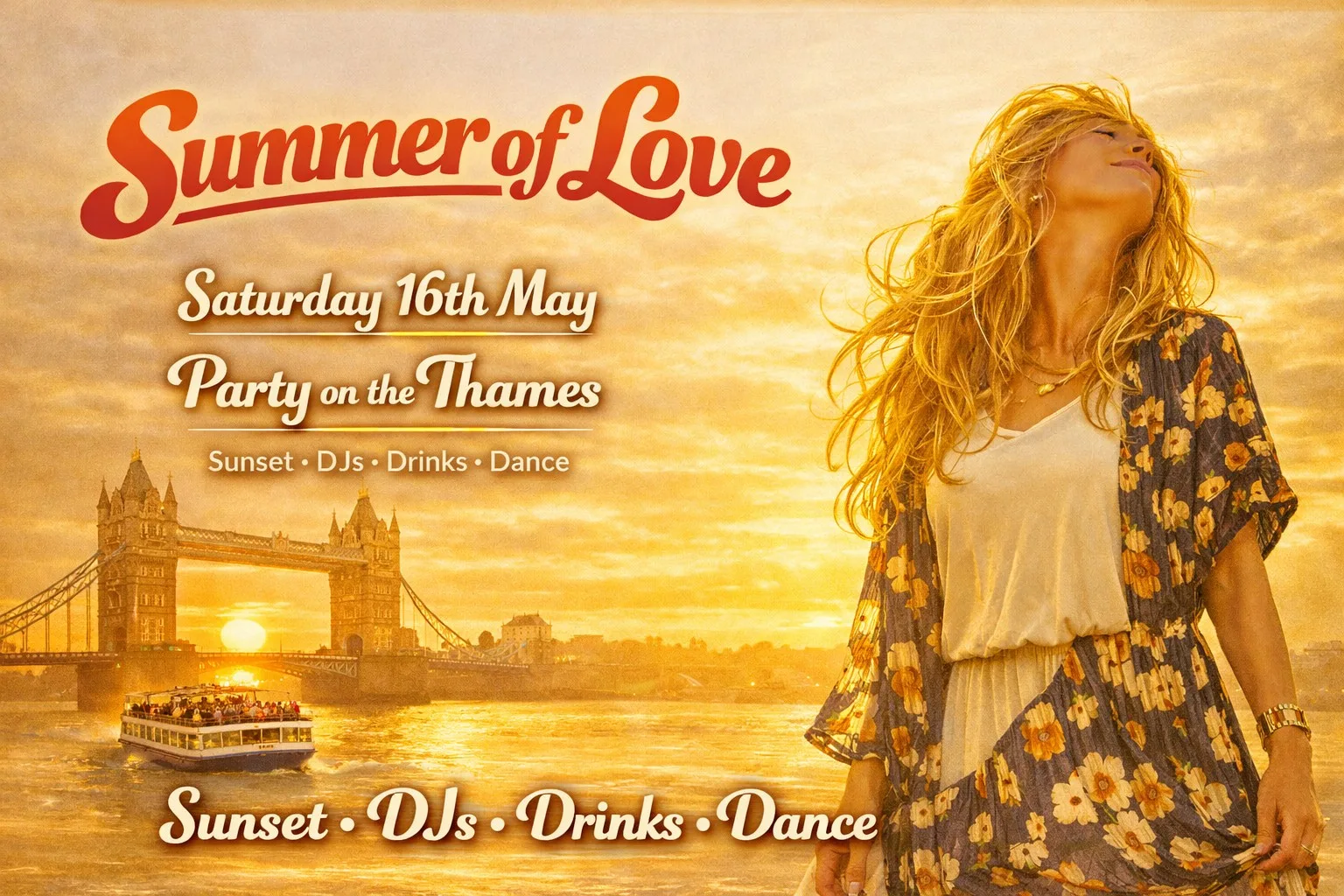Get Ready to Groove: The Summer of Love London Boat Party! - last tickets at Crown Pier
