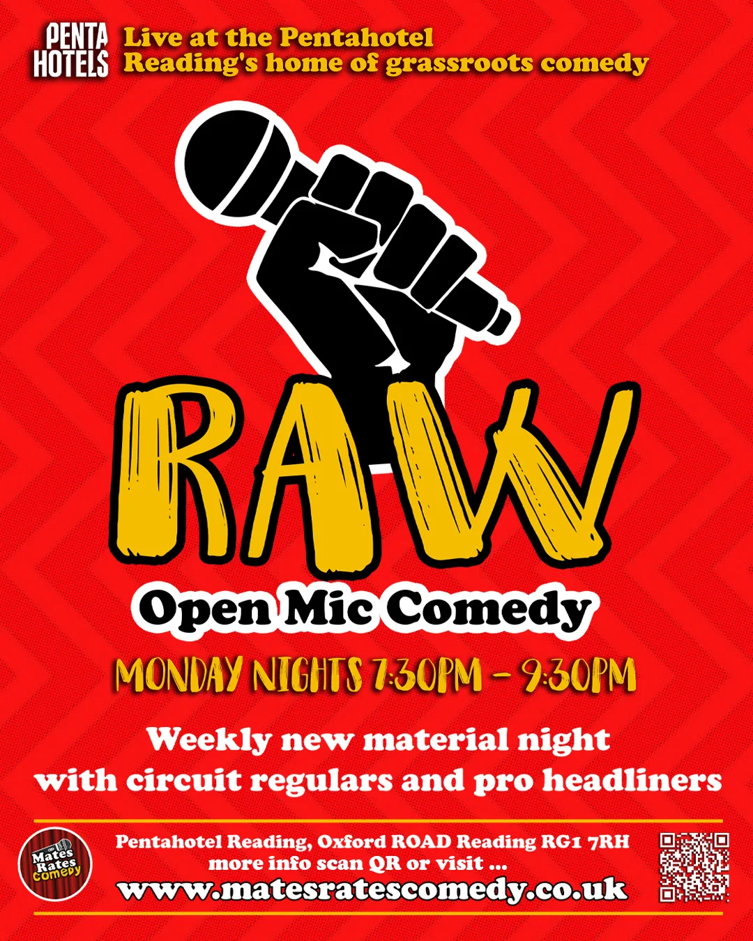 Mates Rates Comedy Raw, Reading's No.1 Stand Up Comedy Open Mic: Nov 9 at Pentahotel Reading