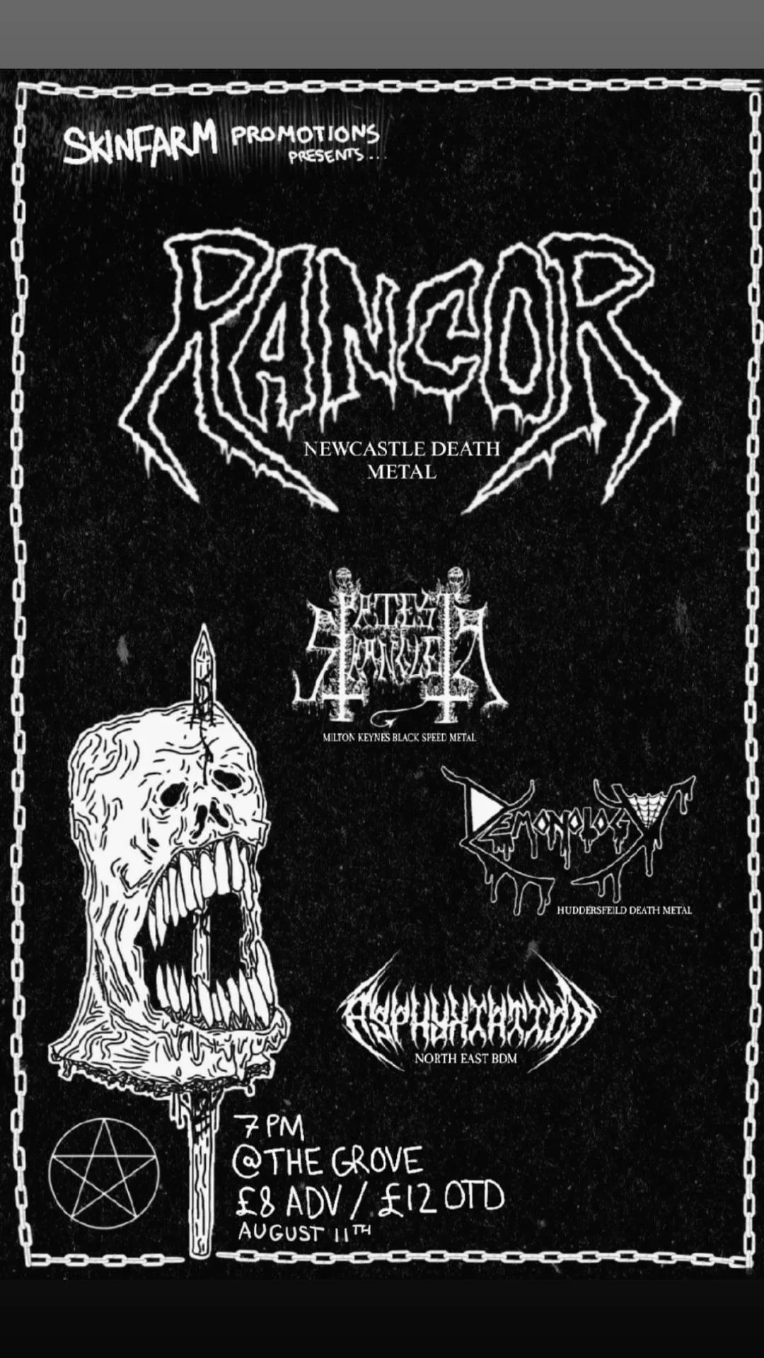 RANCOR / PRIESTSTRANGLER / DEMONOLOGY / ASPHYXIATION at The Grove
