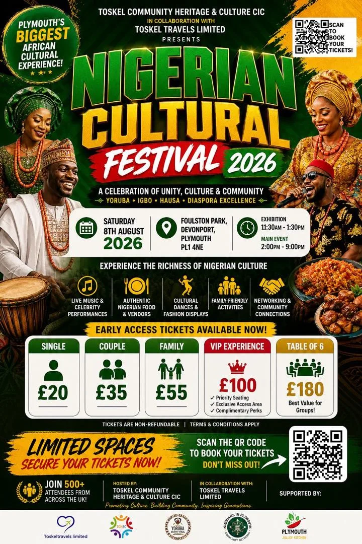 Nigerian cultural festival in Plymouth 2026 at Foulston Park