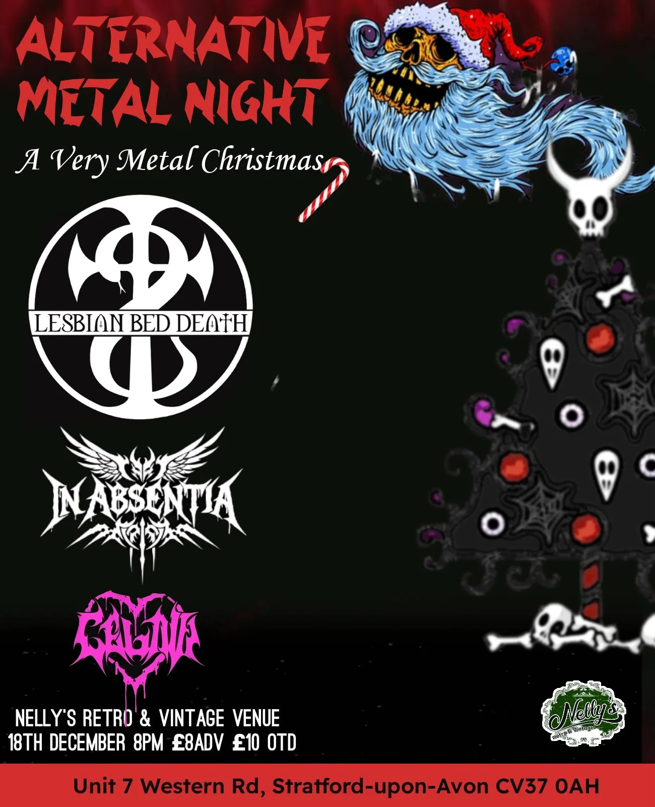 A Very Metal Christmas Alt Night Lesbian Bed Death/In absentia/Celavi at Nelly's Retro & Vintage