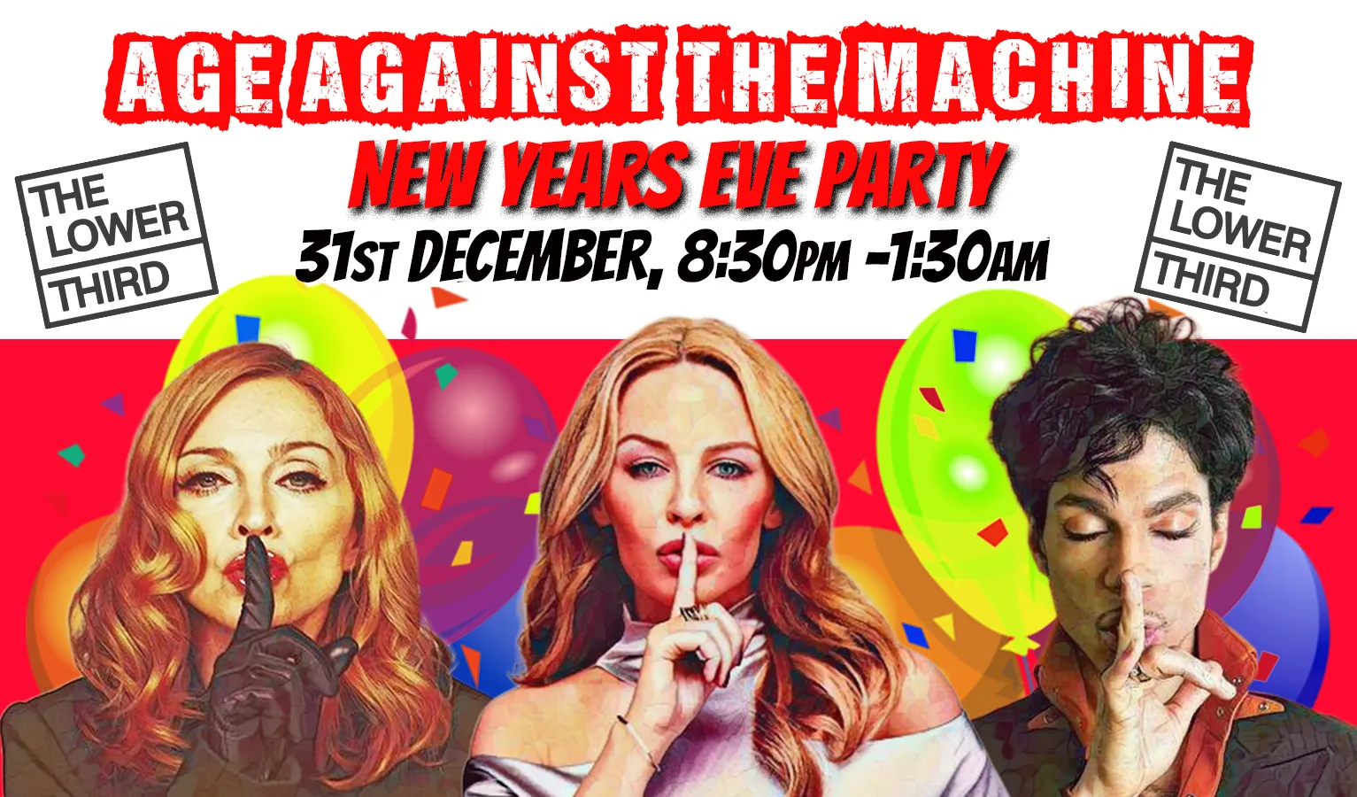 Age Against The Machine NYE Party, 31st Dec, 8:30pm-1:30am (Over 30s Only)