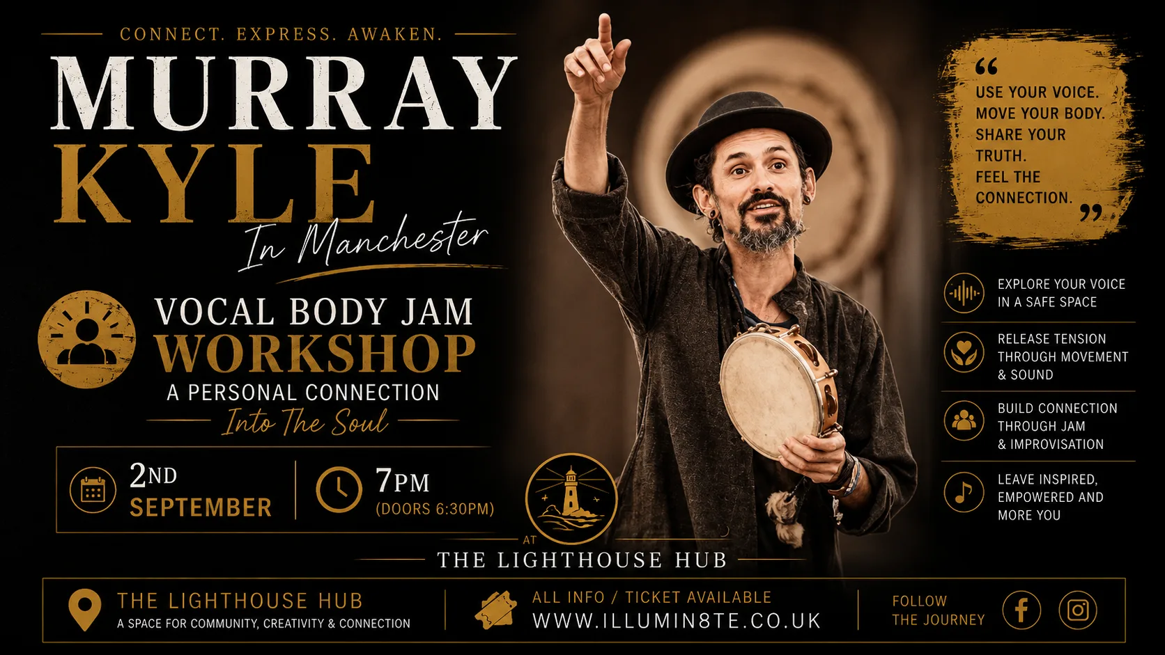 MURRAY KYLE VOCAL BODY JAM WORKSHOP (WEDNESDAY 2ND SEPTEMBER) @ THE LIGHTHOUSE HUB 7PM at The Lighthouse Hub