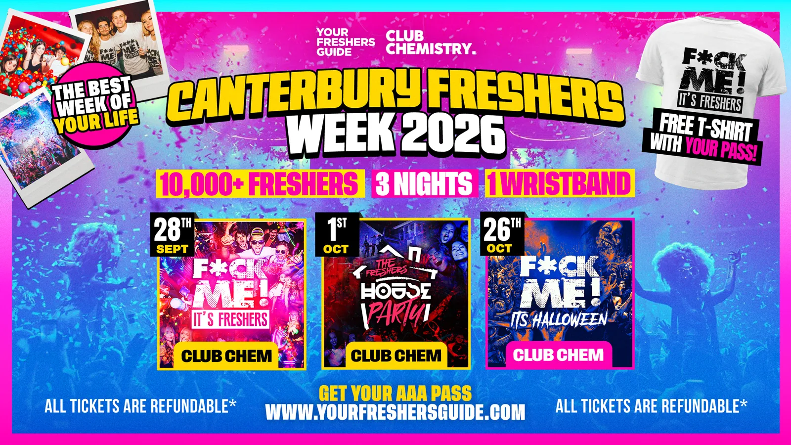 Canterbury Freshers Week 2026 - Official Your Freshers Guide - Free T-Shirt With Every Ticket 👕