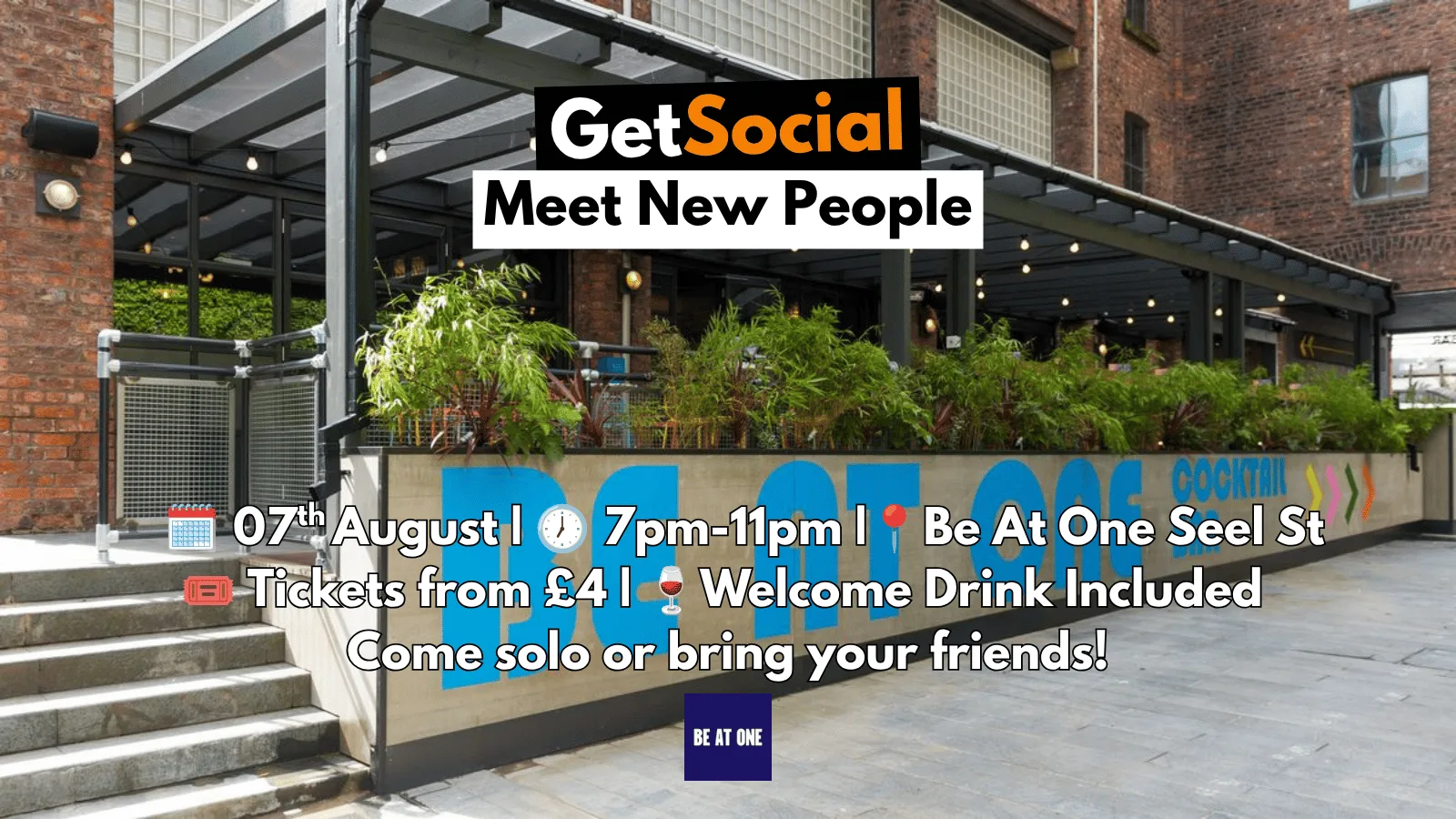GetSocial Drinks | Meet New People & Make Friends (20sβ40s) πΉ at Be At One - Liverpool