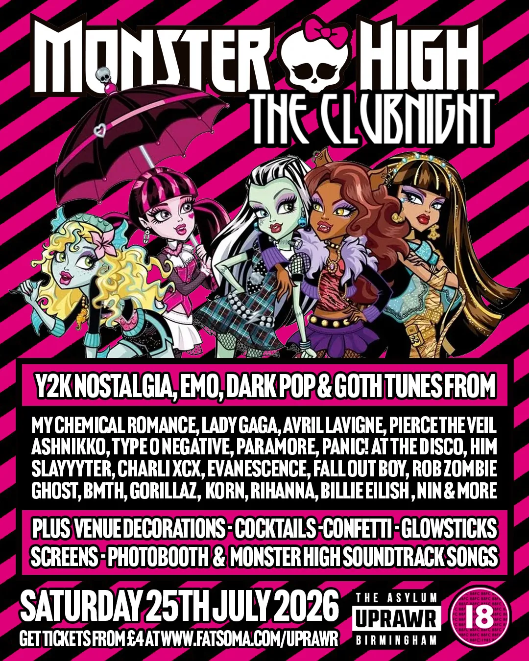 Monster High: The Clubnight 🖤🩷🖤 at The Asylum Venue