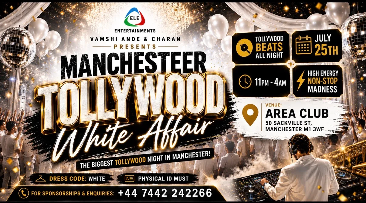 Manchester TOLLYWOOD WHITE AFFAIR by ELE ENTERTAINMENTS at Area Manchester