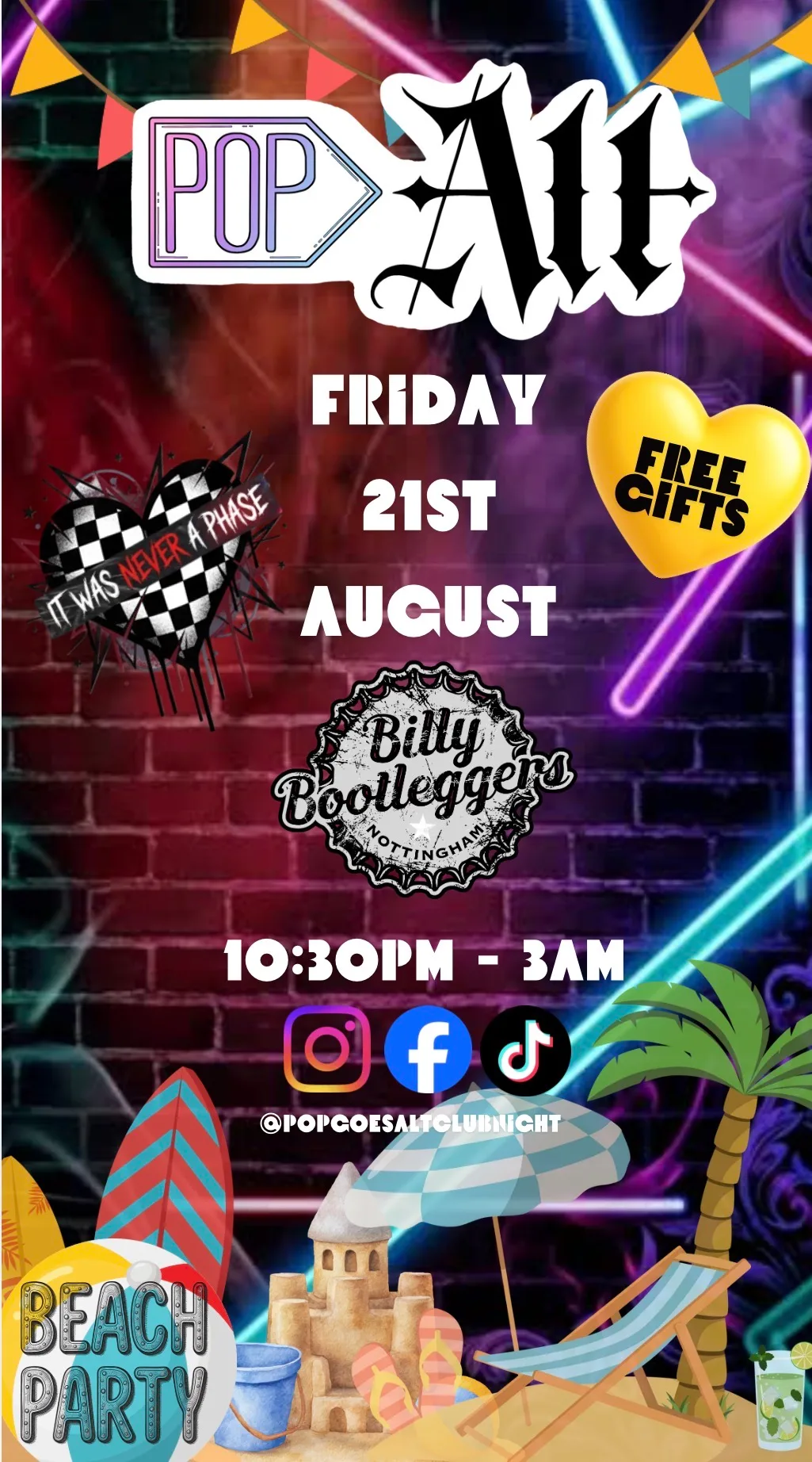 Pop > Alt - Beach Party at Billy Bootleggers Nottingham (formerly Percy Picklebackers)