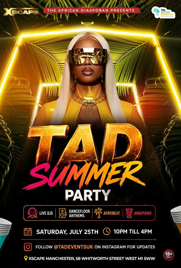 TAD SUMMER PARTY – Afrobeats/Hip-Hop/Amapiano/RnB/Dancehall at Xscape Manchester