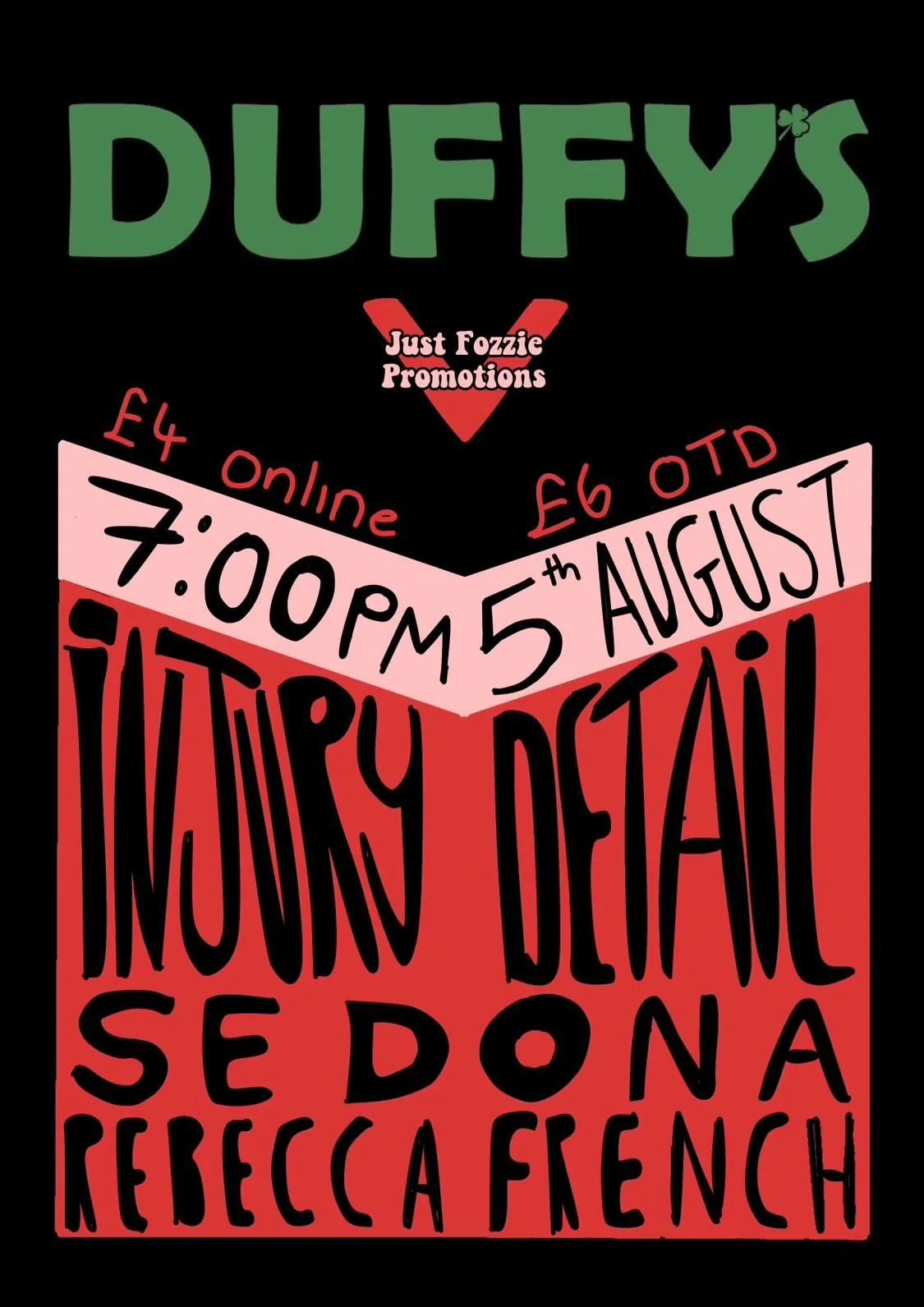 Duffys Gig 5th of August Injury Detail Sedona Rebecca French at Duffy's Bar