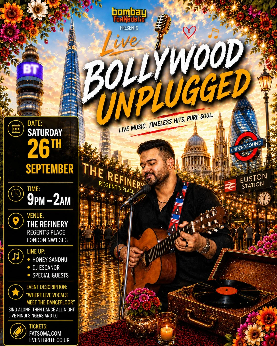 BOLLYWOOD UNPLUGGED - Live Hindi Singers and DJ Party at The Refinery Regent's Place