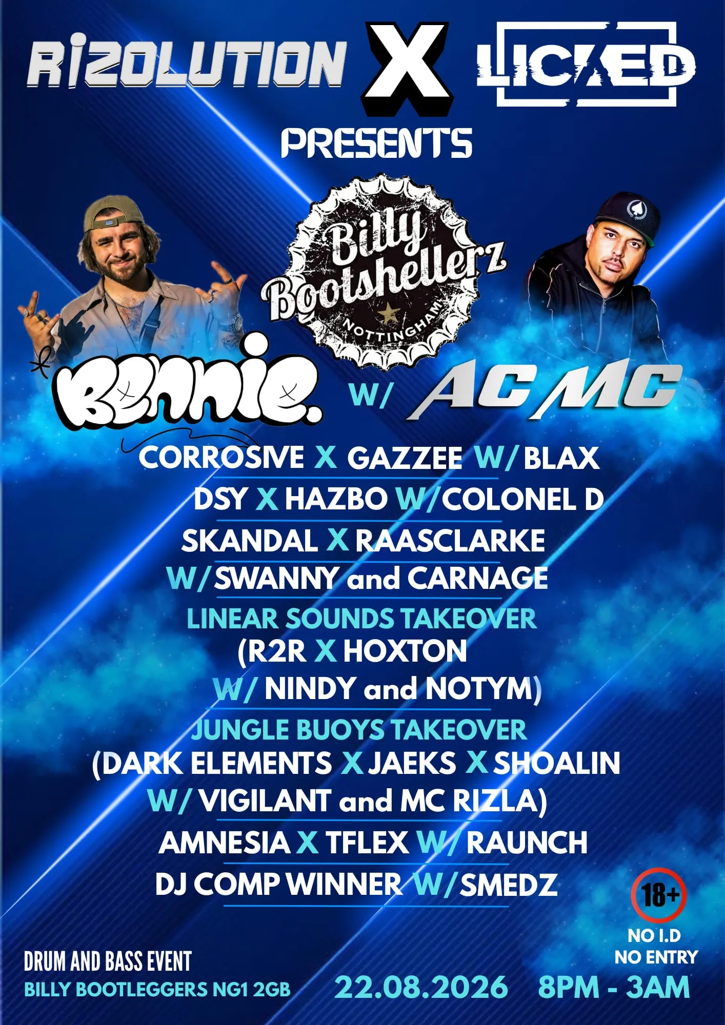 Rizolution x Licked presents Billy Bootshellerz at Billy Bootleggers Nottingham (formerly Percy Picklebackers)