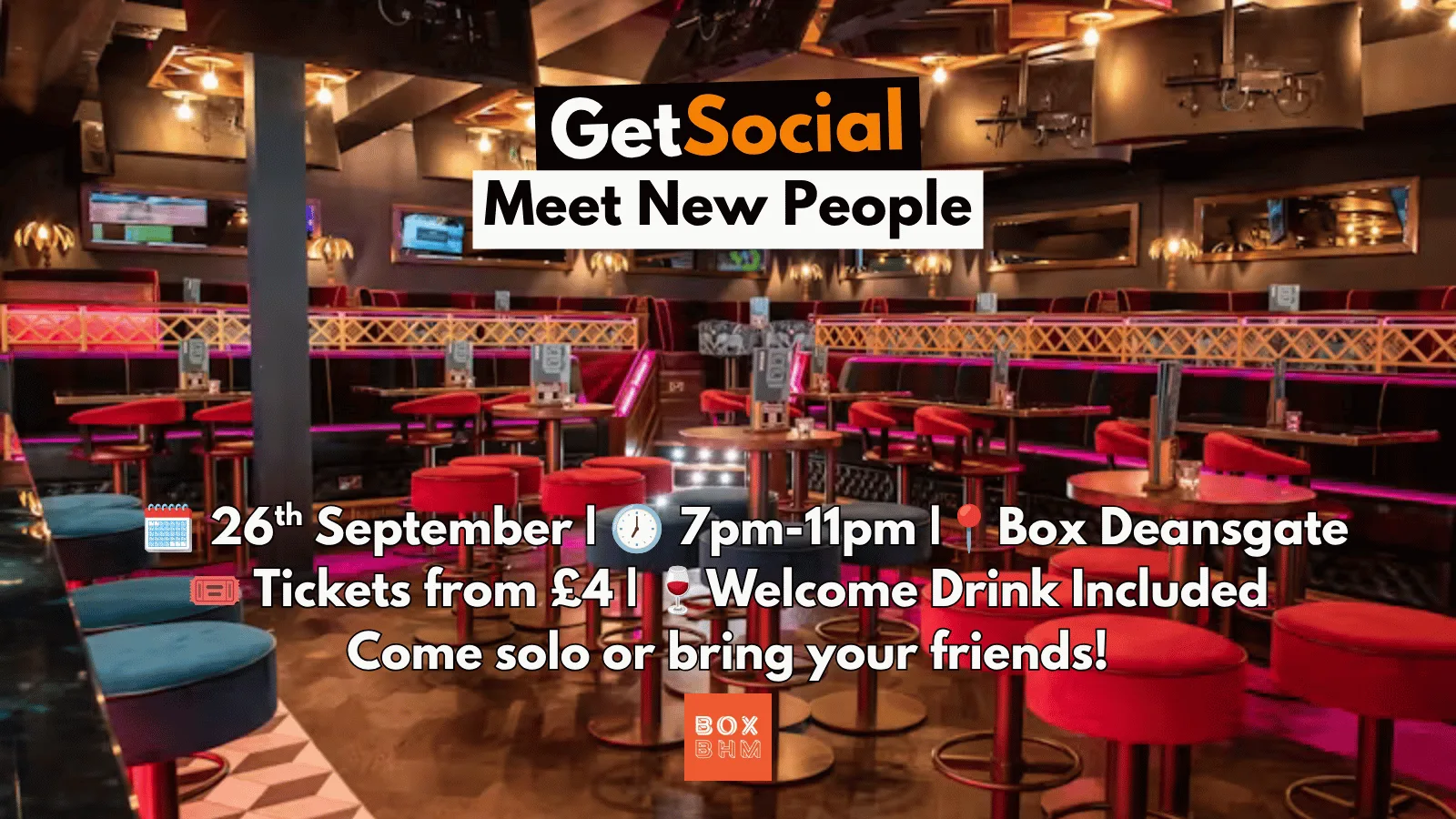 GetSocial Drinks | Meet New People & Make Friends (20s–40s) 🍹 at BOX Brindleyplace