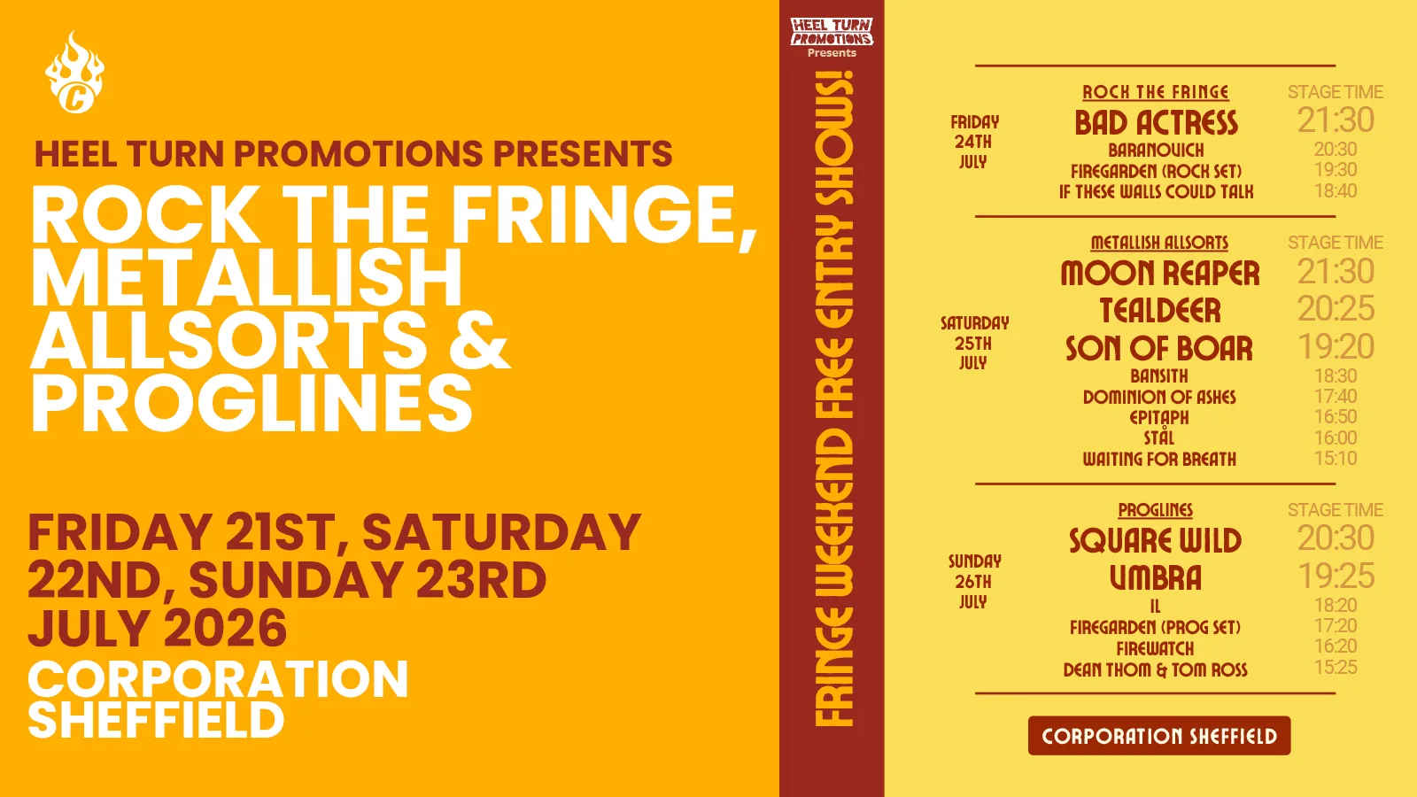 Rock the Fringe, Metallish Allsorts and Proglines at Corporation