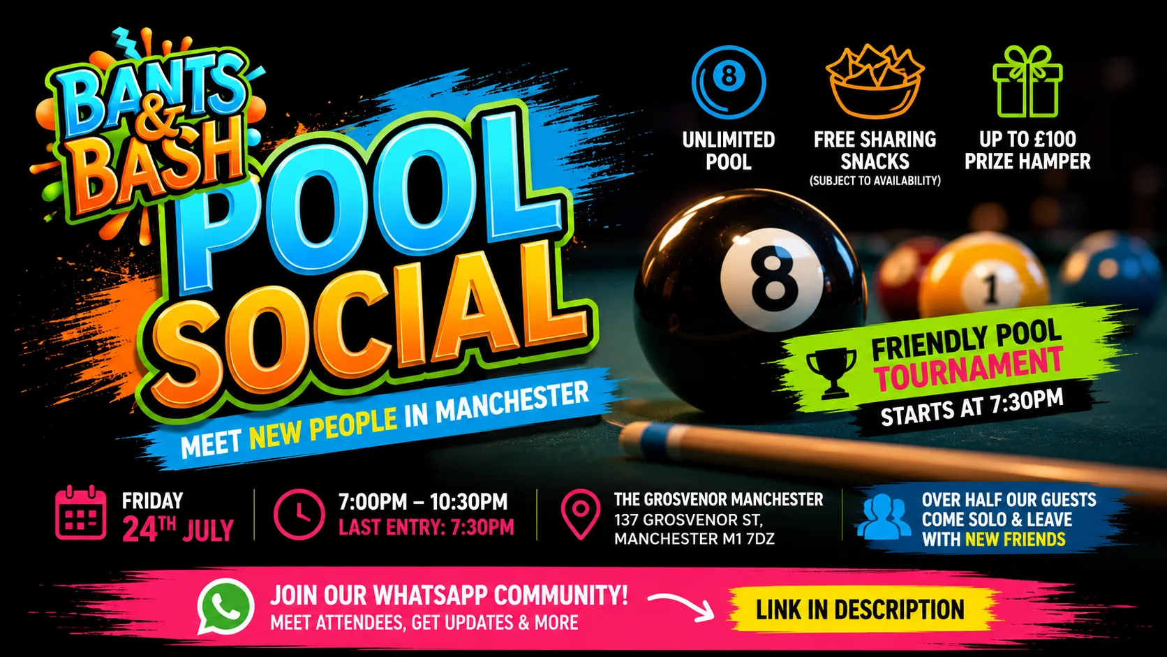 Bants & Bash: Meet New People in Manchester | Friday Night Pool Social at The Grosvenor Manchester